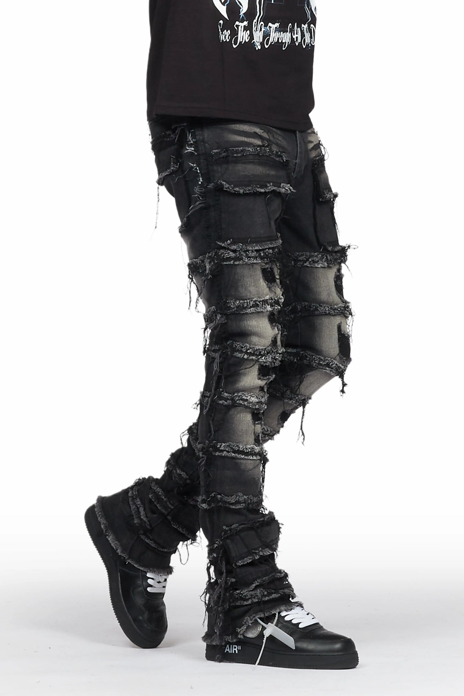 Deathrown Black T-Shirt & Josie Stacked Flare Jean