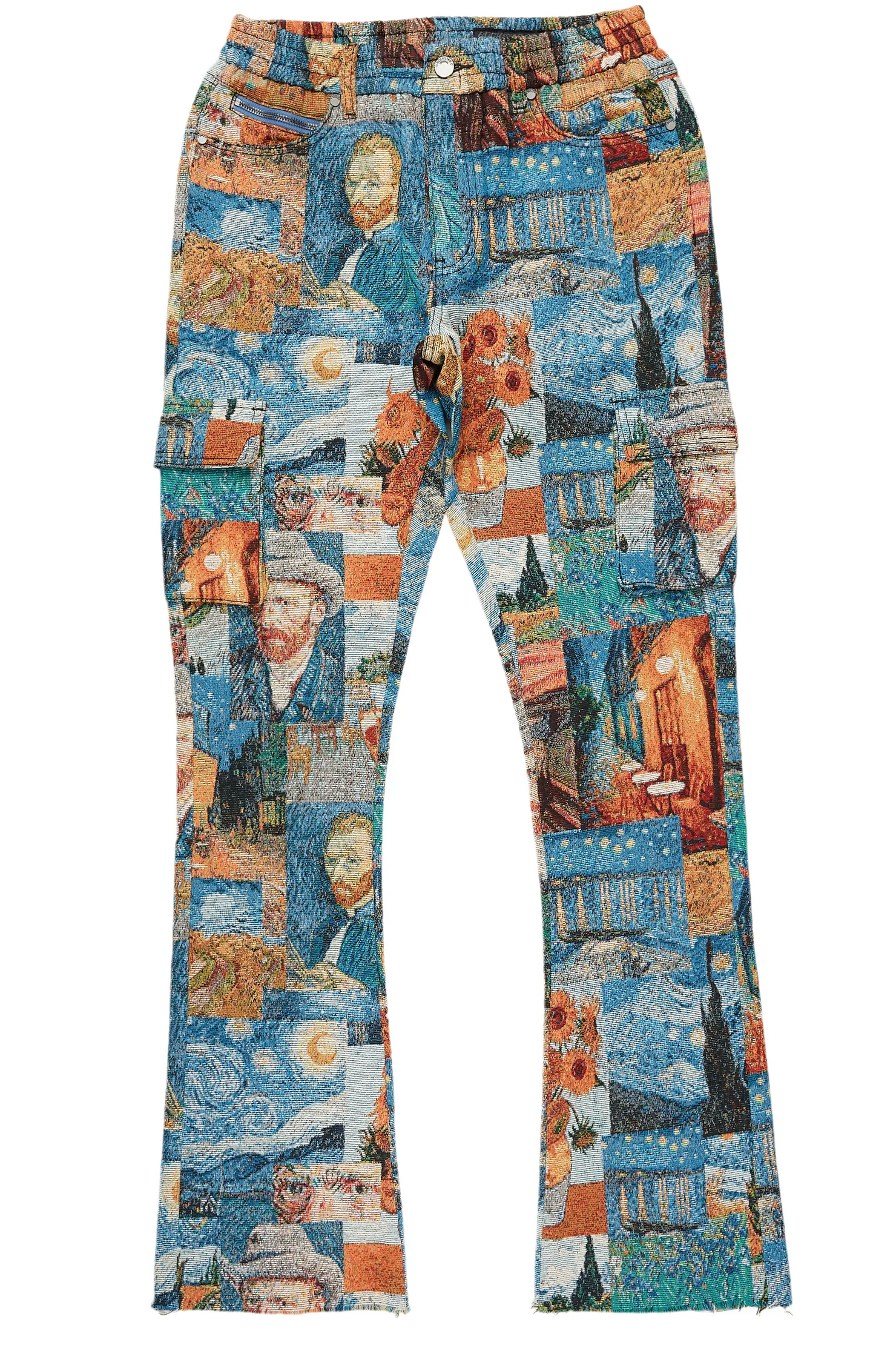 Zaire Blue Multi Tapestry Stacked Flare Jean