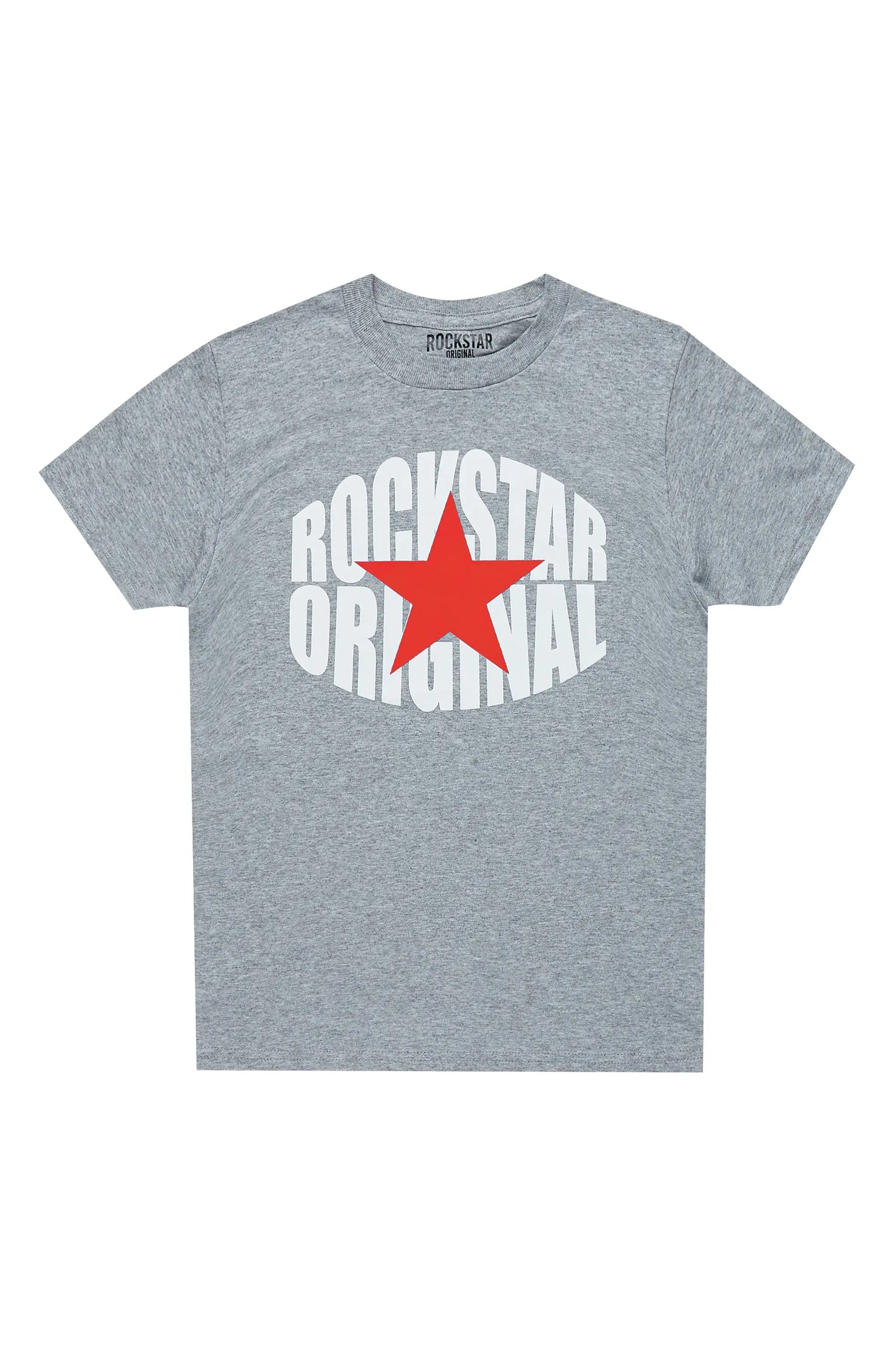 Boys Ezra Grey/Red Graphic T-Shirt