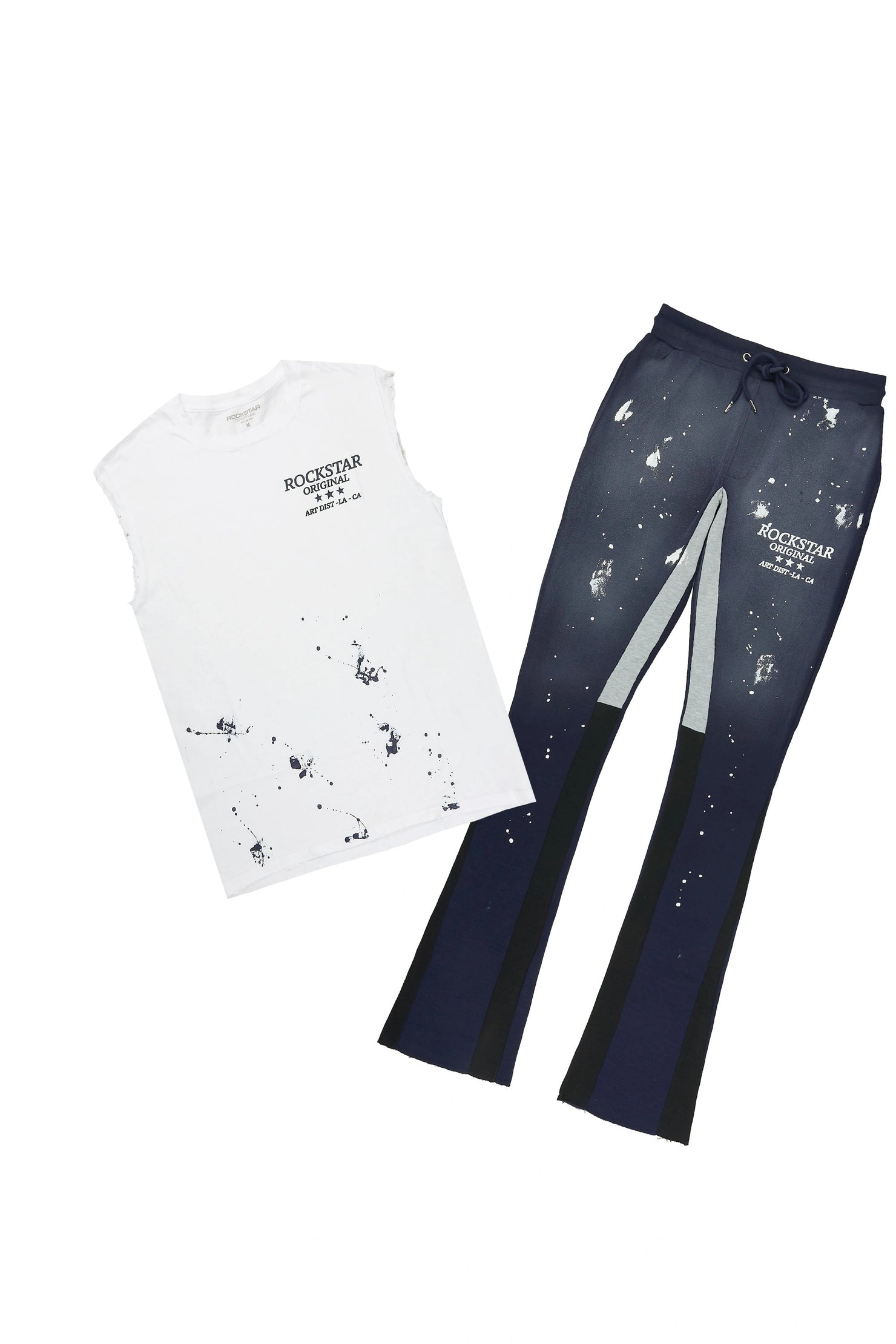 Damek White/Navy Cut Sleeve/Stacked Flare Track Set