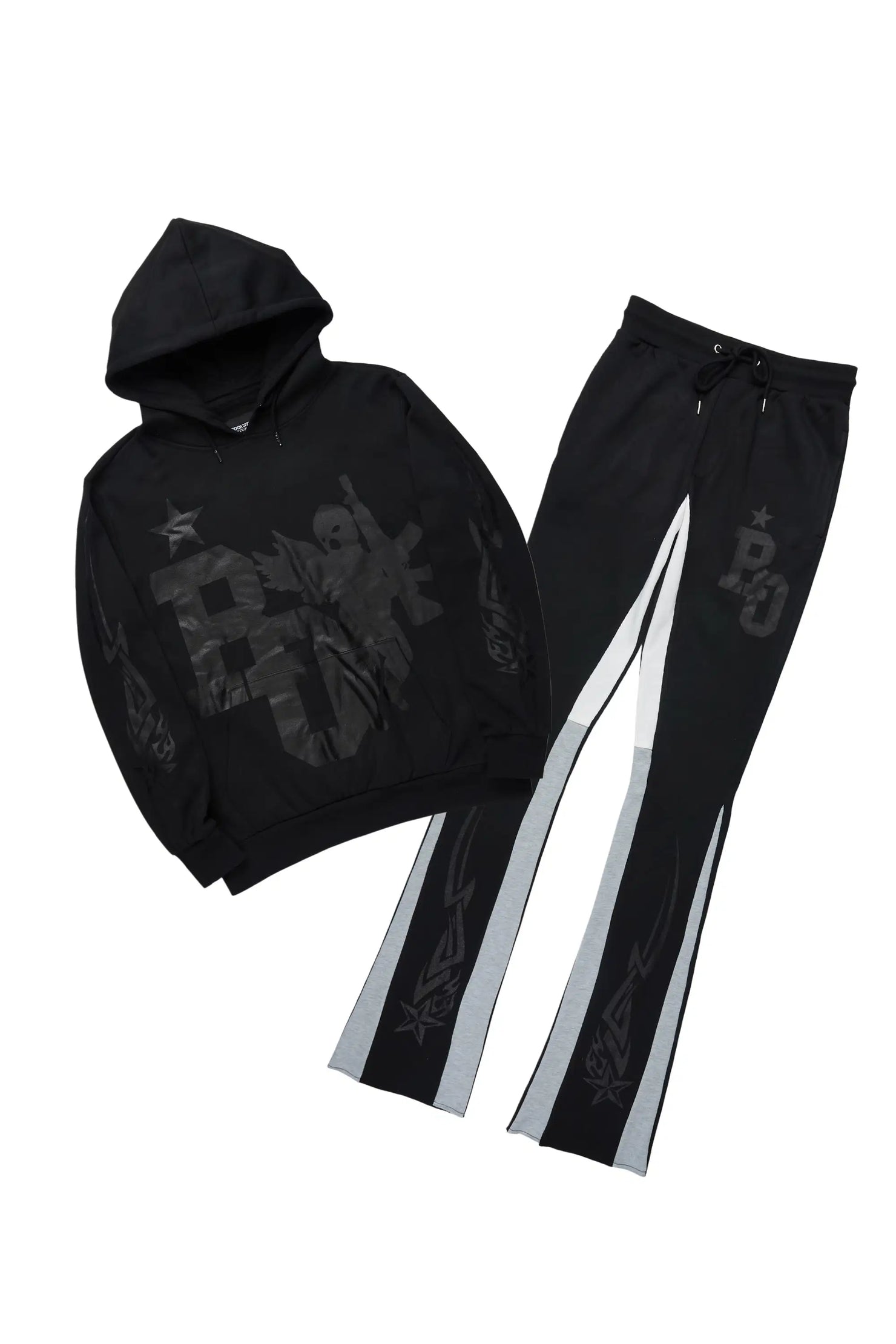 Pluton Black/Black Hoodie/Stacked Flare Track Set