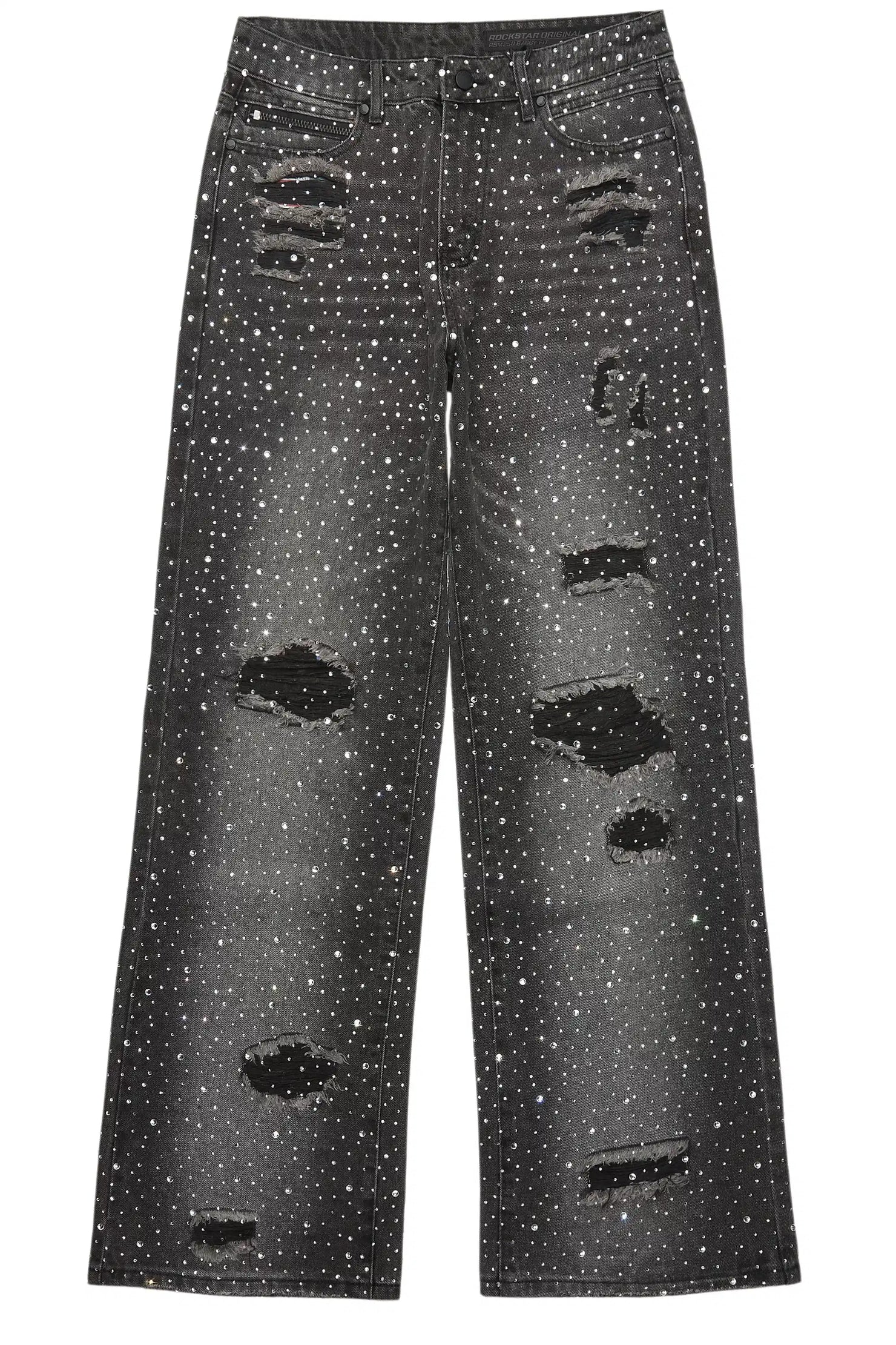 Discolite Rhinestone Grey Baggy Jean