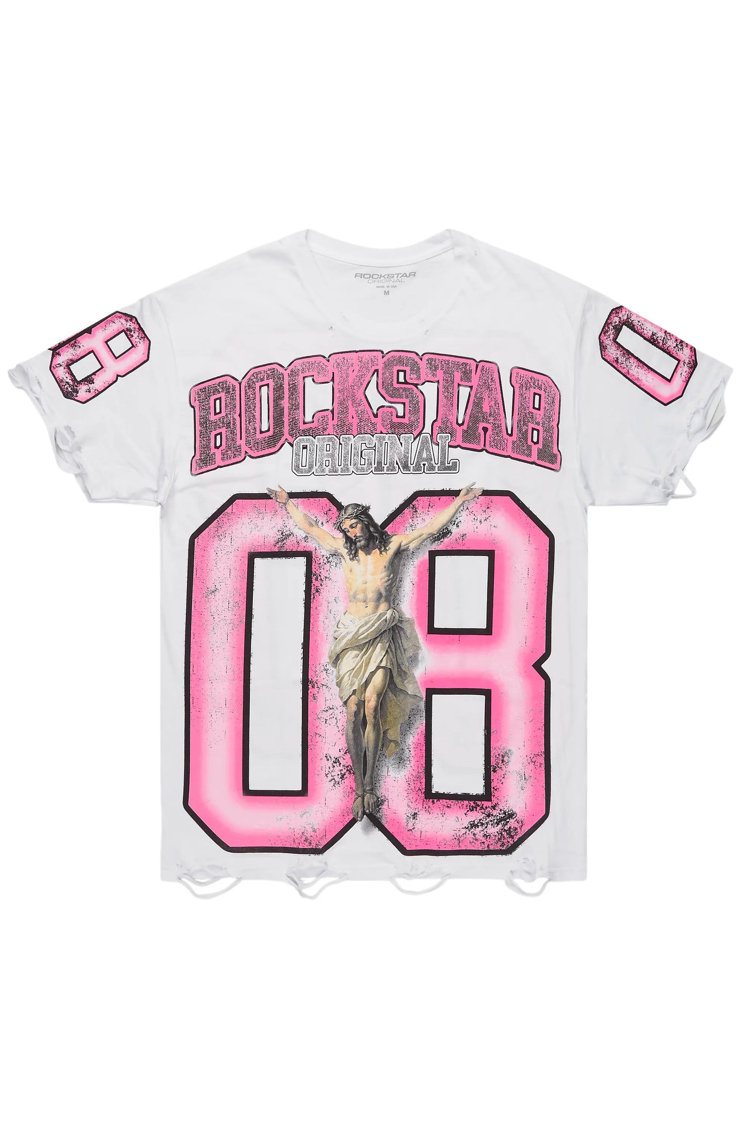 Tariqa White/Pink Oversized T-Shirt
