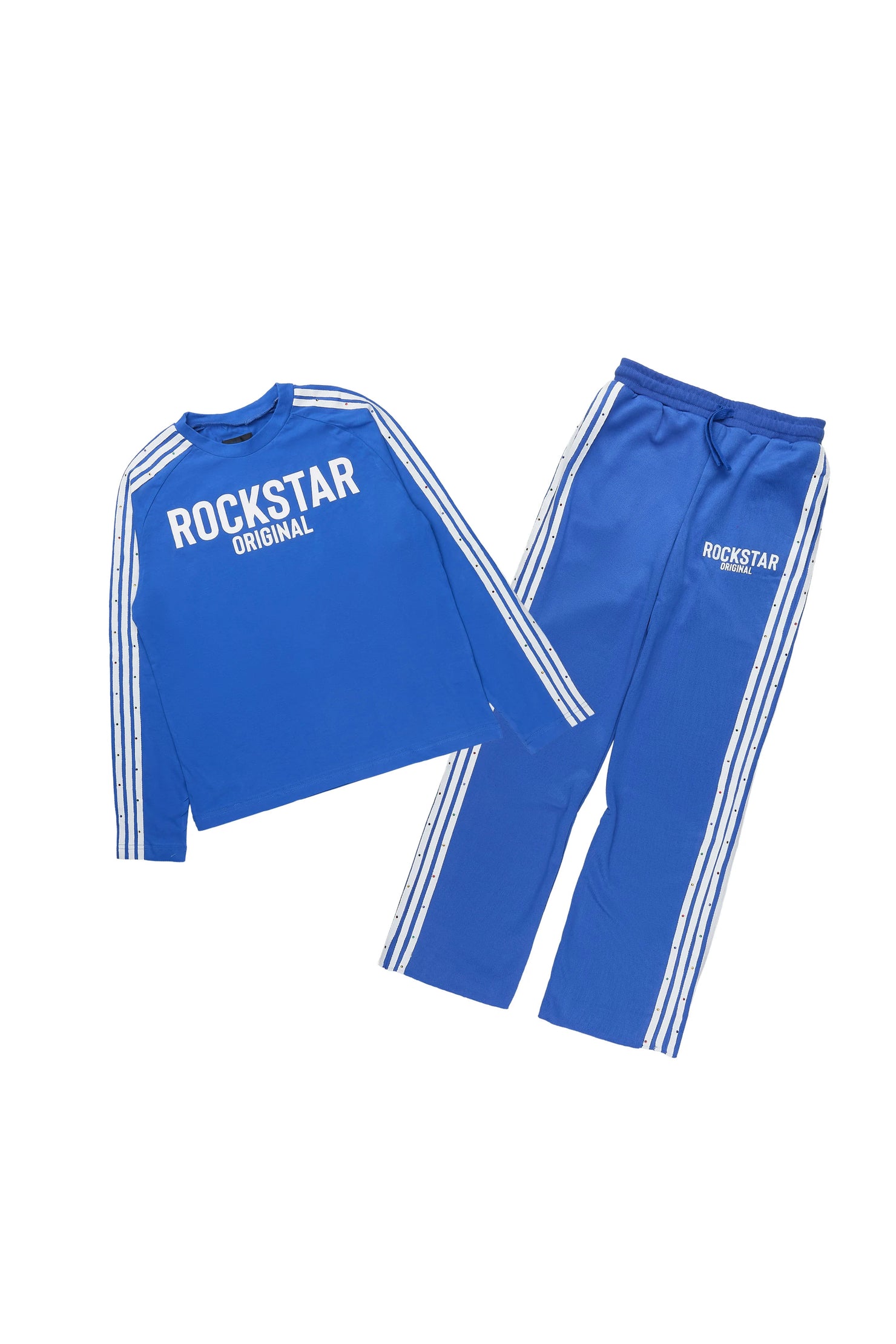 Boys Gulis Royal Blue Rhinestone Long Sleeve Shirt Relaxed Track Set