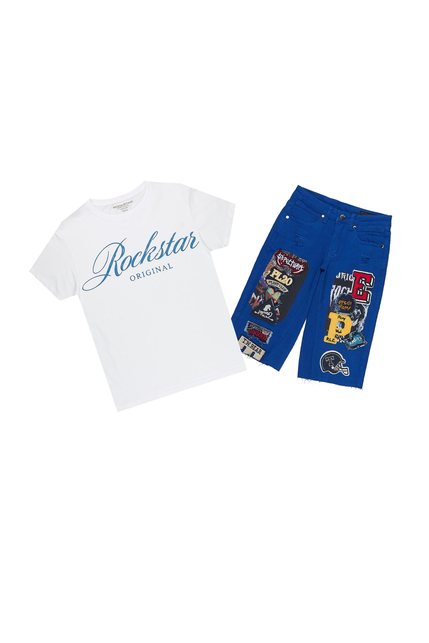 Boys Domaric White/Royal Blue T-Shirt Short Set