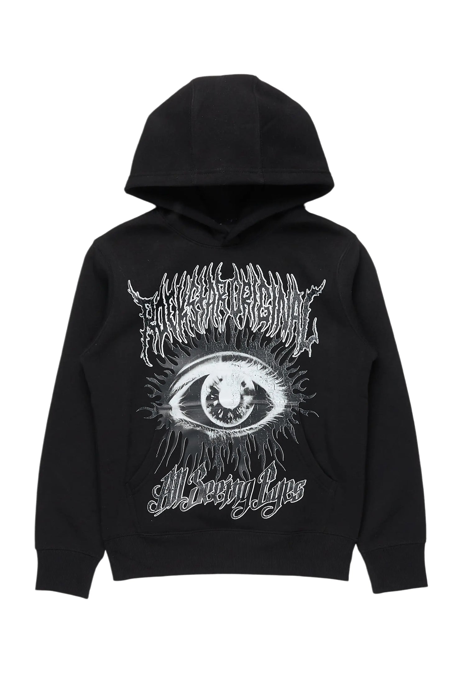Boys All Eyes Black Graphic Hoodie