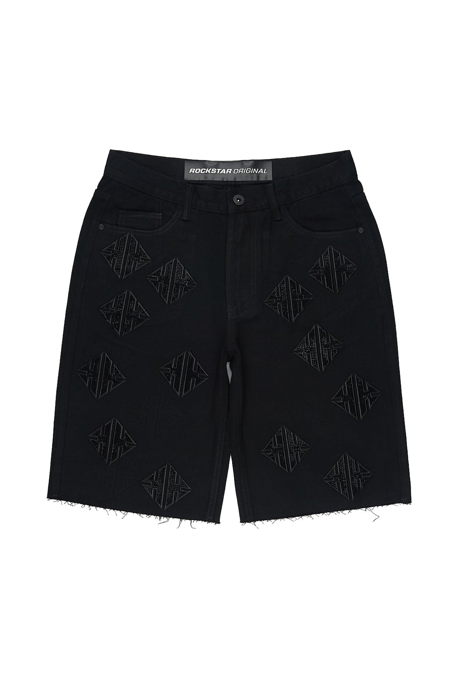 Chelot Black Rhinestones Denim Short