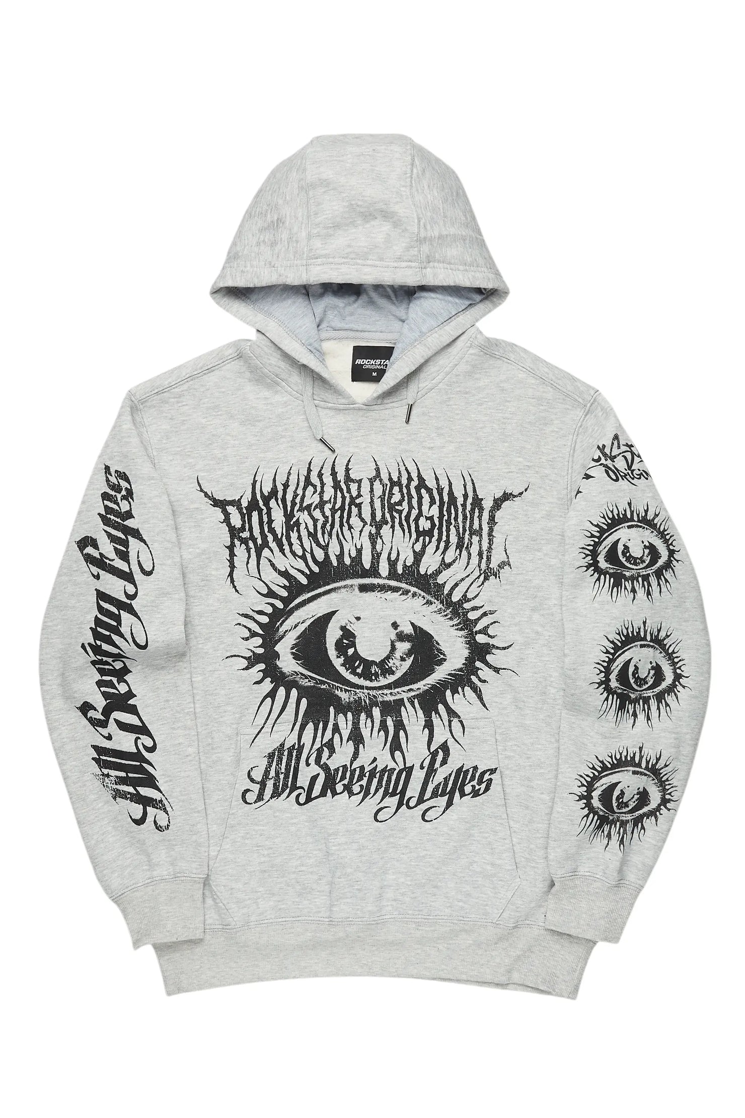 All Seeing Eyes Heather Grey Graphic Relaxed Hoodie