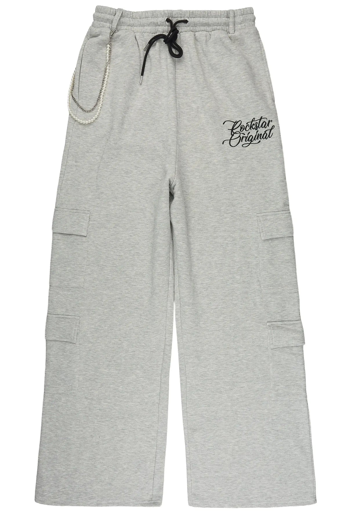 Adaty Heather Grey Chain Baggy Fit Pant