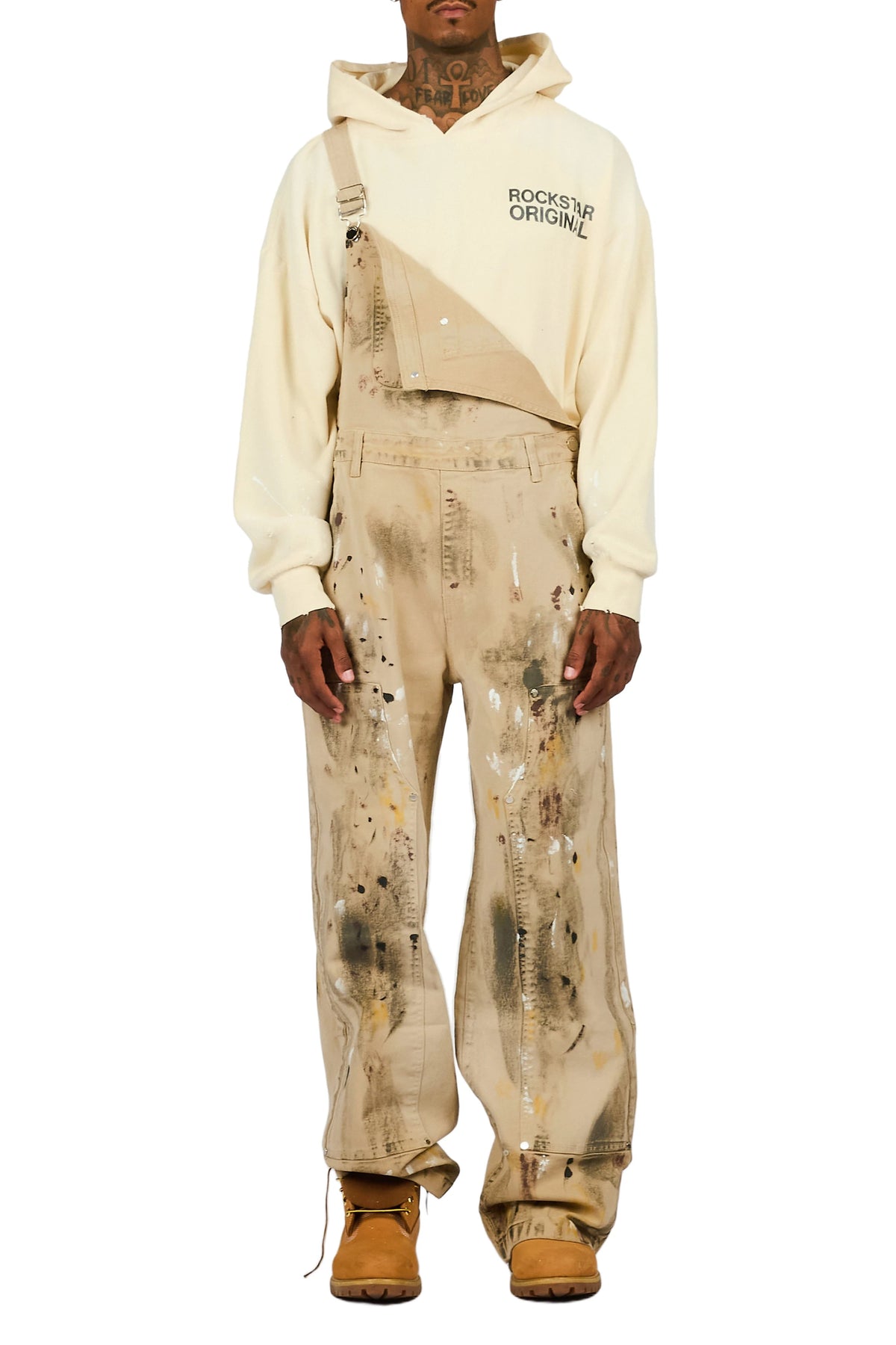 Fustier Beige Painter Denim Overall