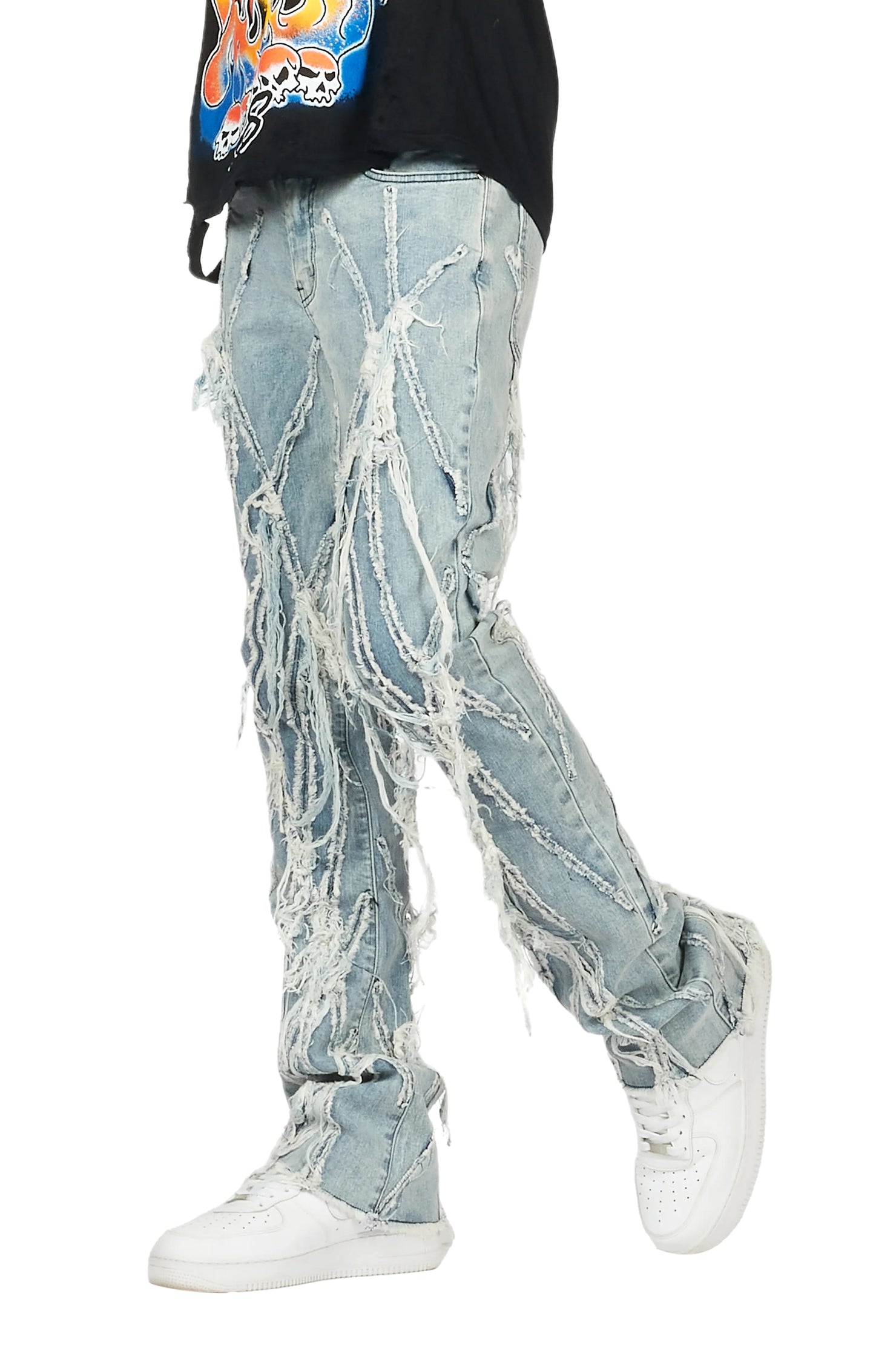 Gennaro Blue Stacked Flare Jean