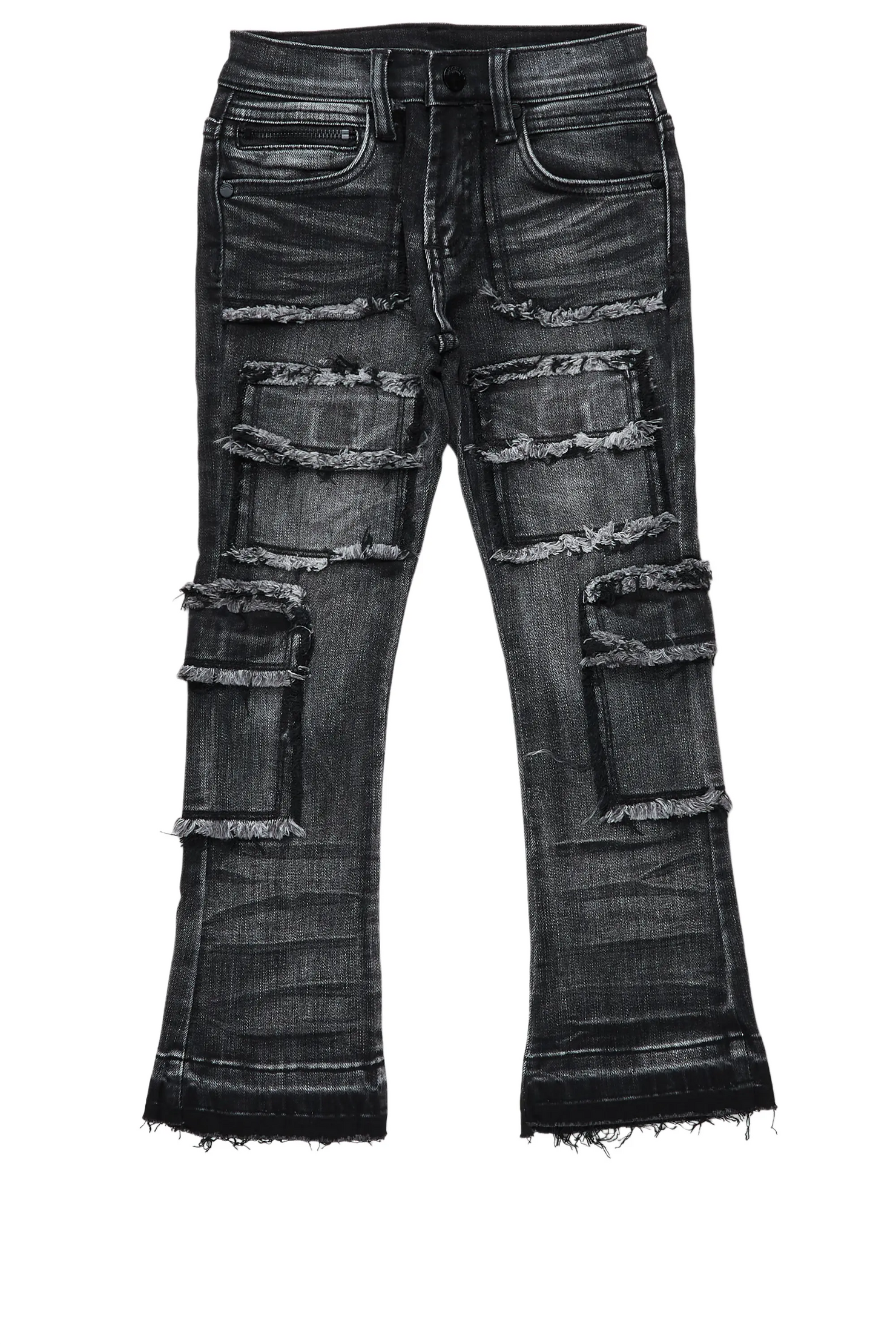 Boys Tyrell Grey Stacked Flare Cargo Jean