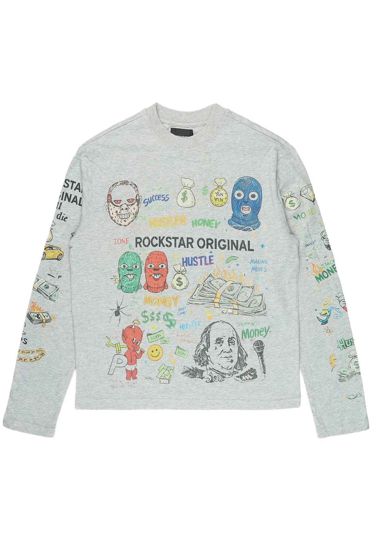 Boys Raxor Heather Grey Long Sleeve Graphic T-Shirt