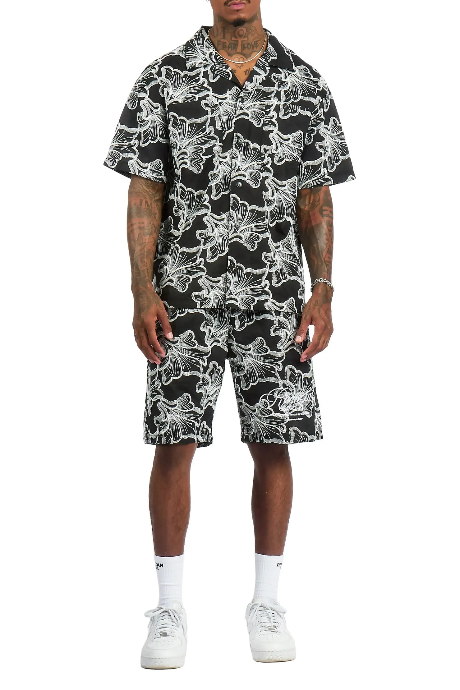 Phineas Black Button Down Shirt/Short Set