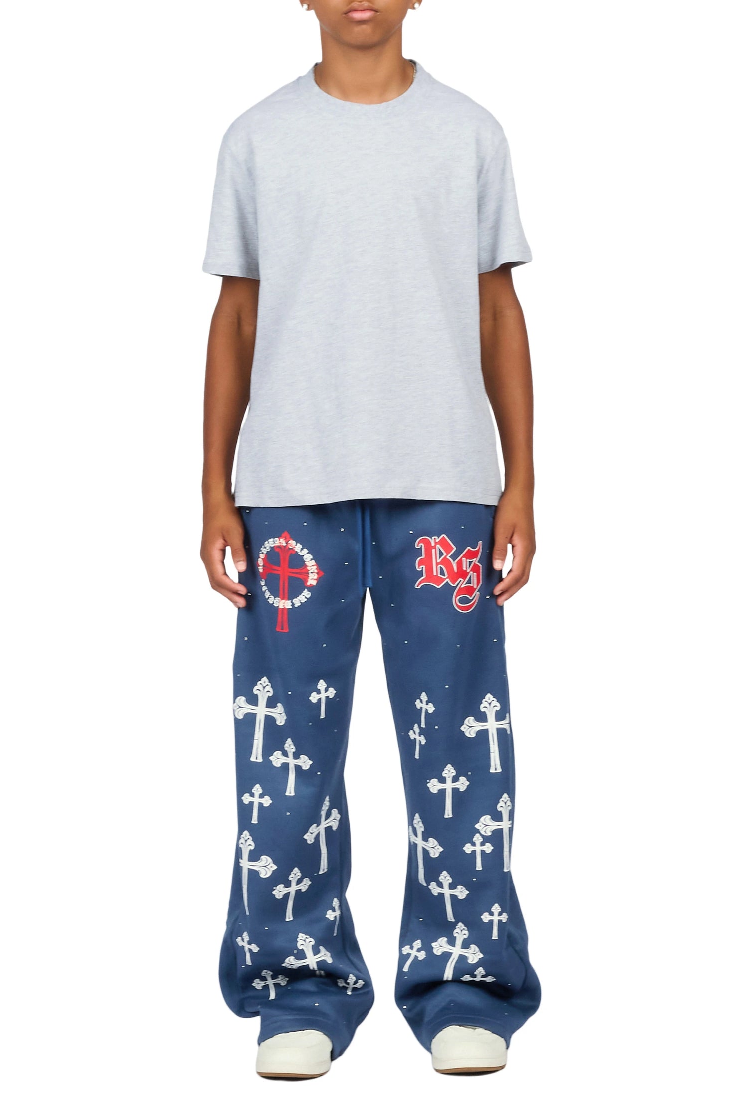 Boys Madar Navy Rhinestone Super Baggy Track Pant