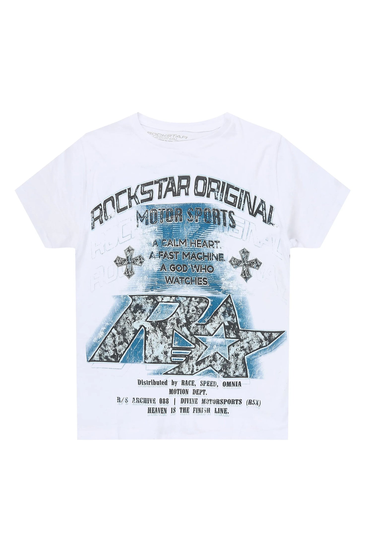 Boys Byson White/Blue Graphic T-Shirt