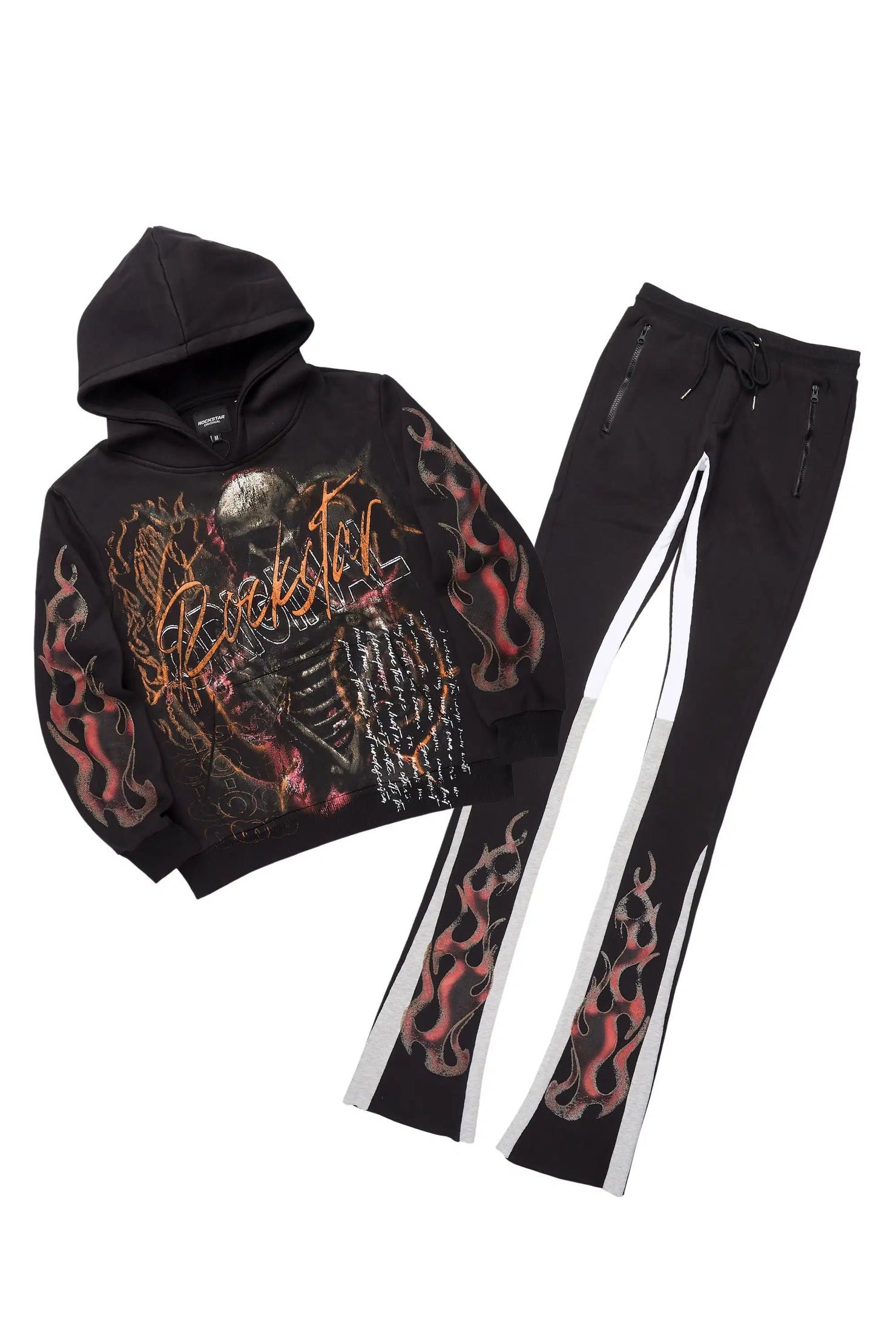 Scipt Black/Multi Hoodie/Super Stacked Track Set