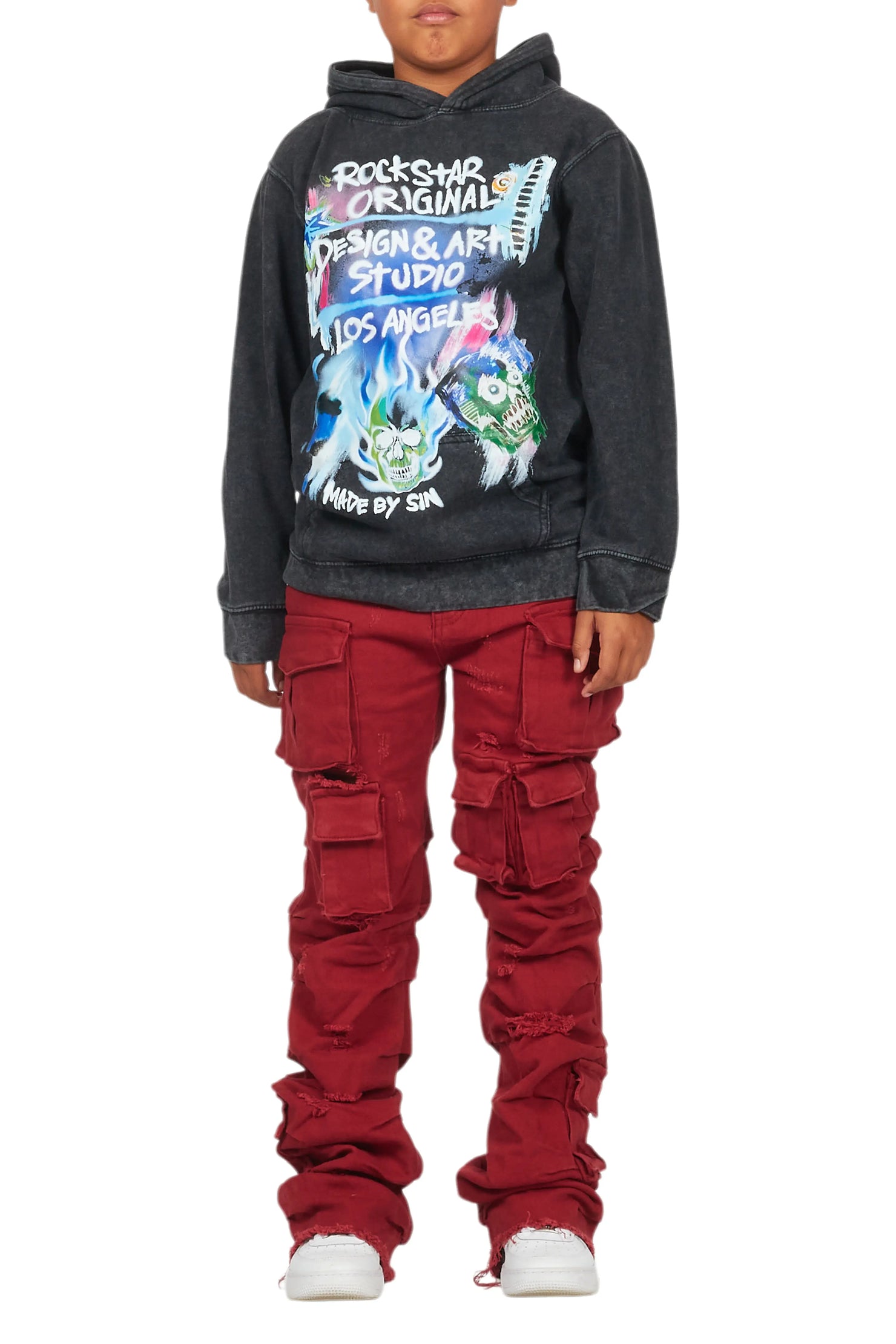 Boys Gentry Red Stacked Flare Jean