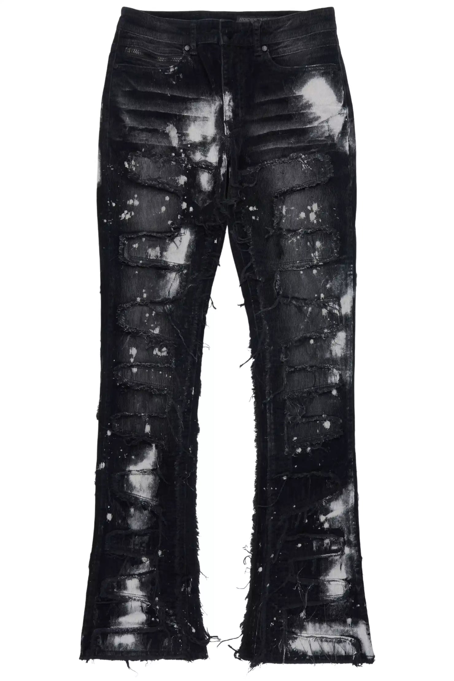 Shake Black/White Stacked Flare Corduroy Pant