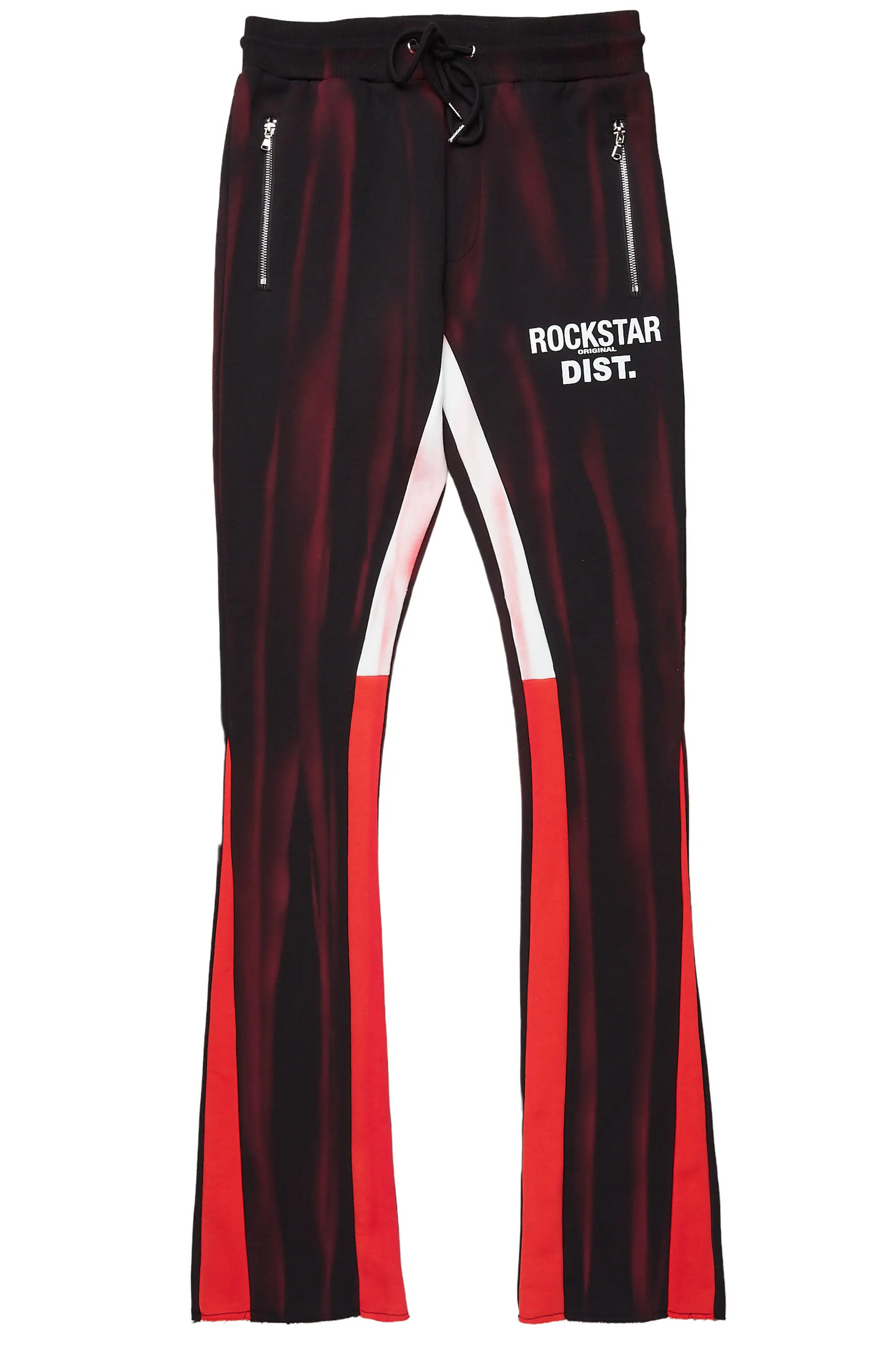 Firoz Black/Red Graphic Stacked Flare Pant