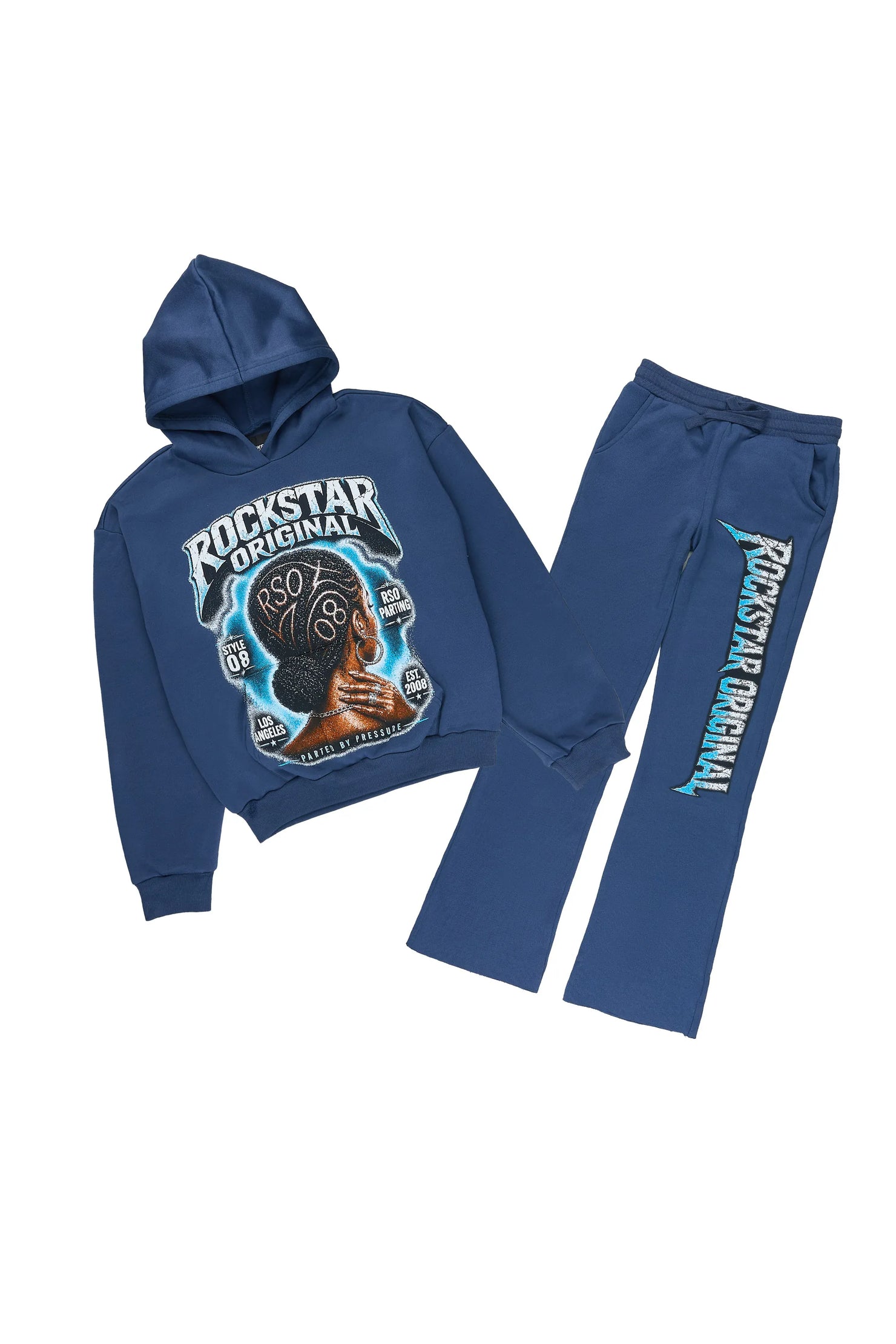 Girls Arkel Navy Hoodie Stacked Track Set