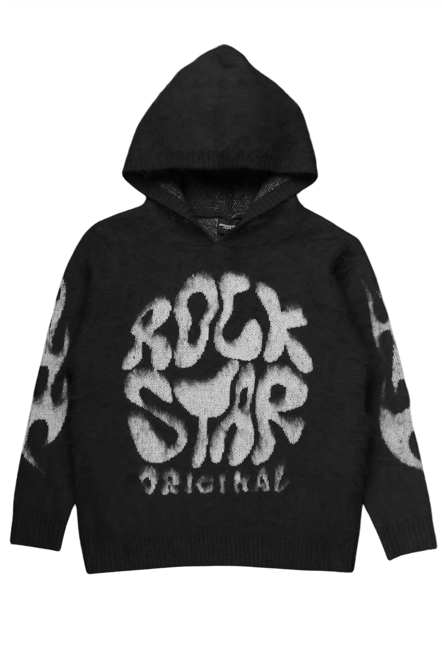 Akeya Black Graphic Knit Hoodie