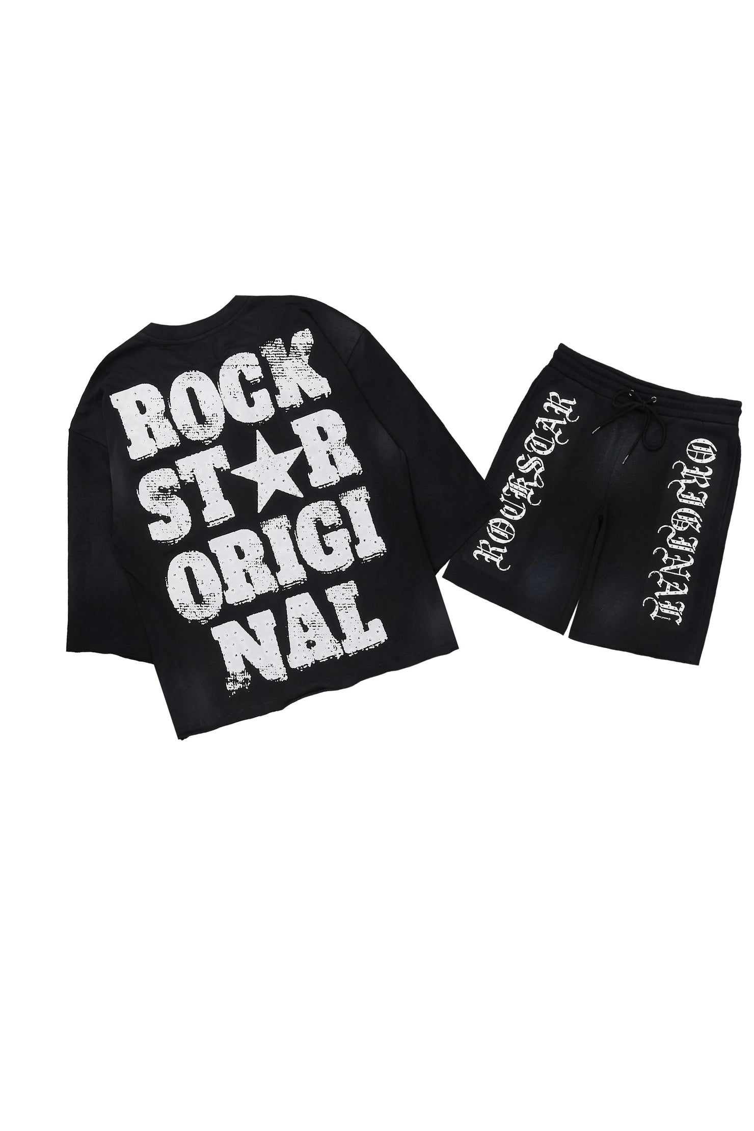 Dazzle Black Rhinestone T-Shirt/Short Set
