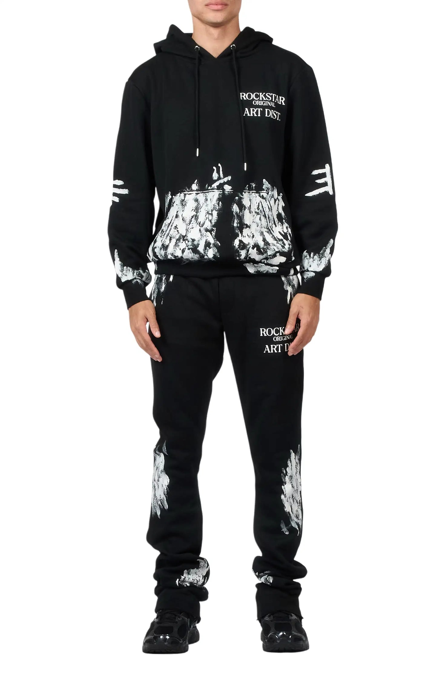 Filip Black Hoodie/Stacked Pant Track Set