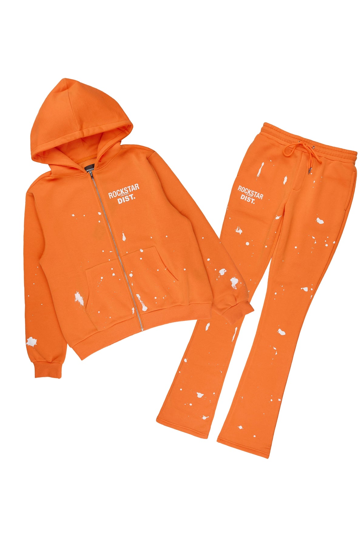 Zip Up Orange Raffer Hoodie/Stacked Track Set