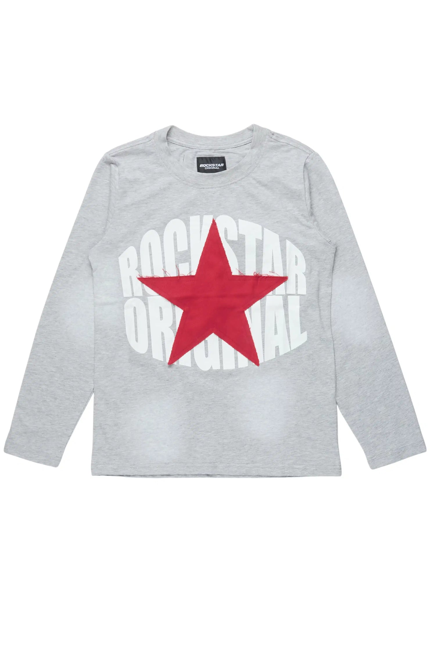 Boys State Heather Grey L/S Graphic T-Shirt with Patch