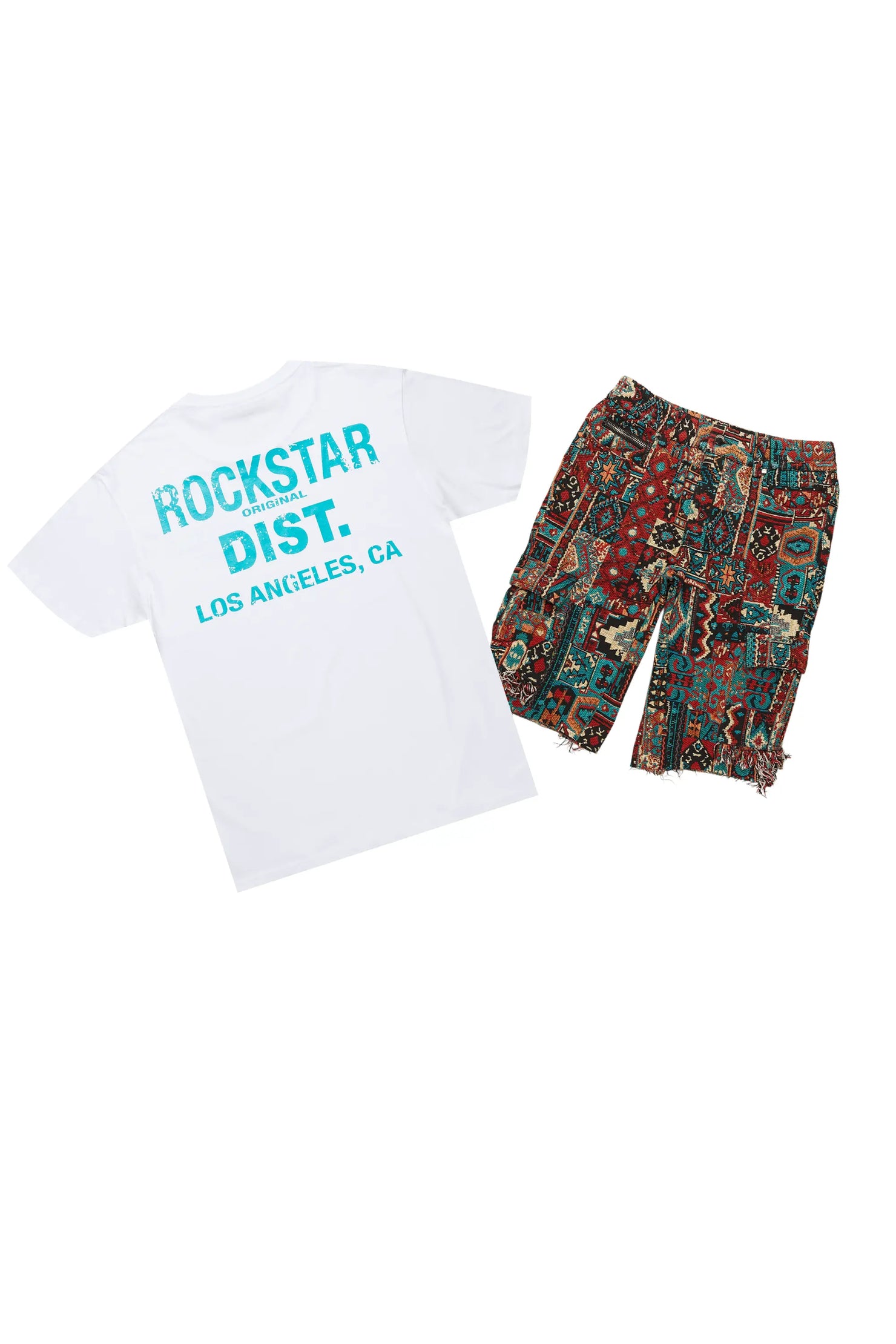 Lake White/Aqua T-Shirt/Tapestry Short Set