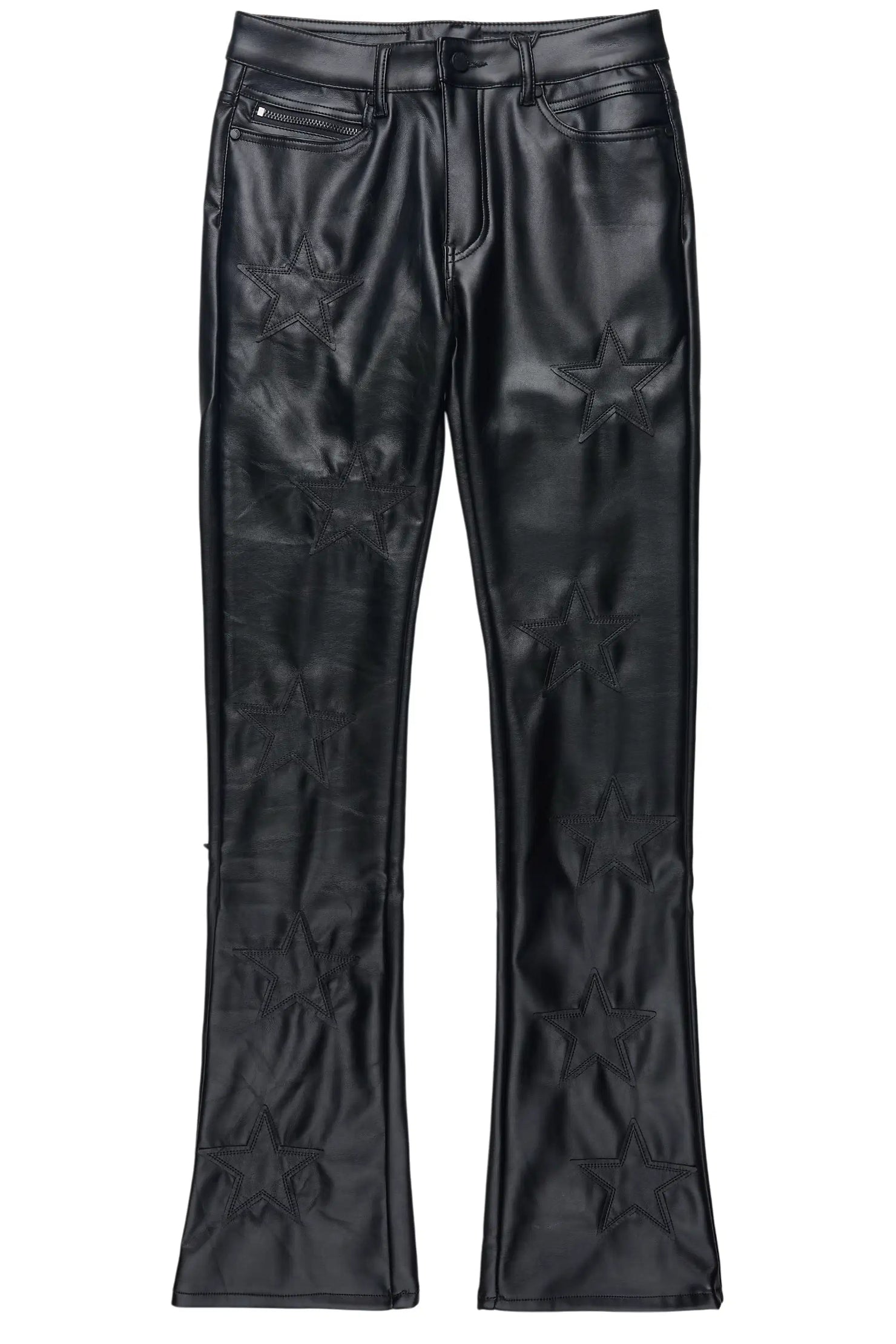 Steen Black/Black PU Stacked Flare Jean