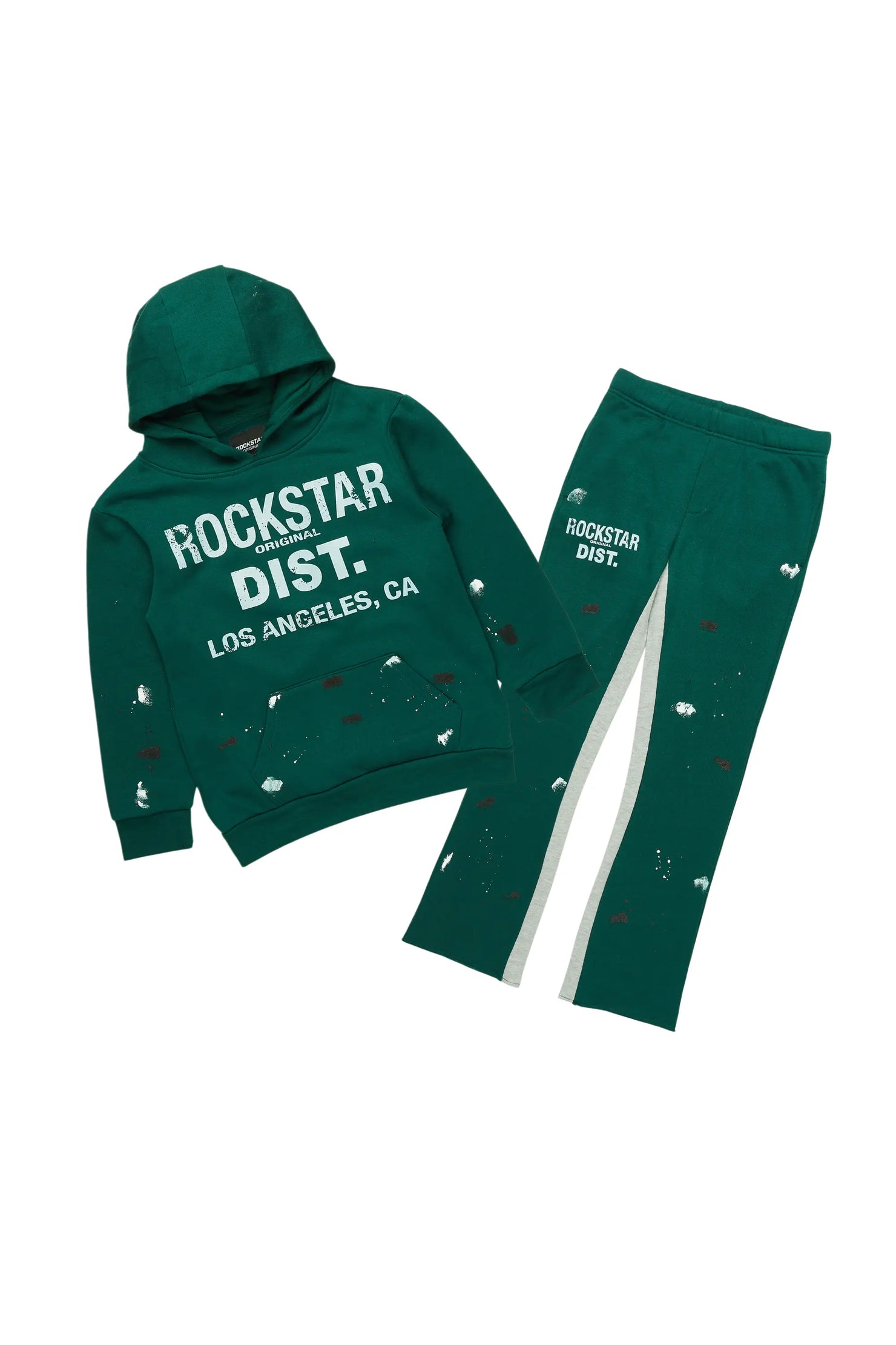 Boys Scottie Dark Green Baggy Stacked Track Set