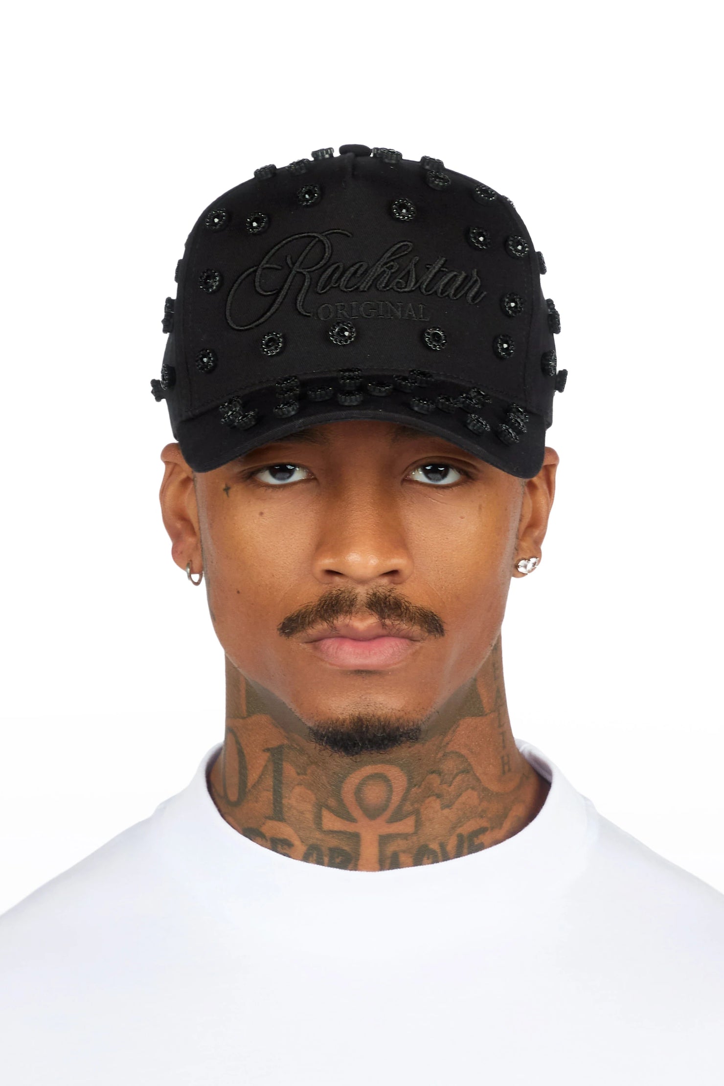 Roma Black/Black Rhinestone Trucker Hat