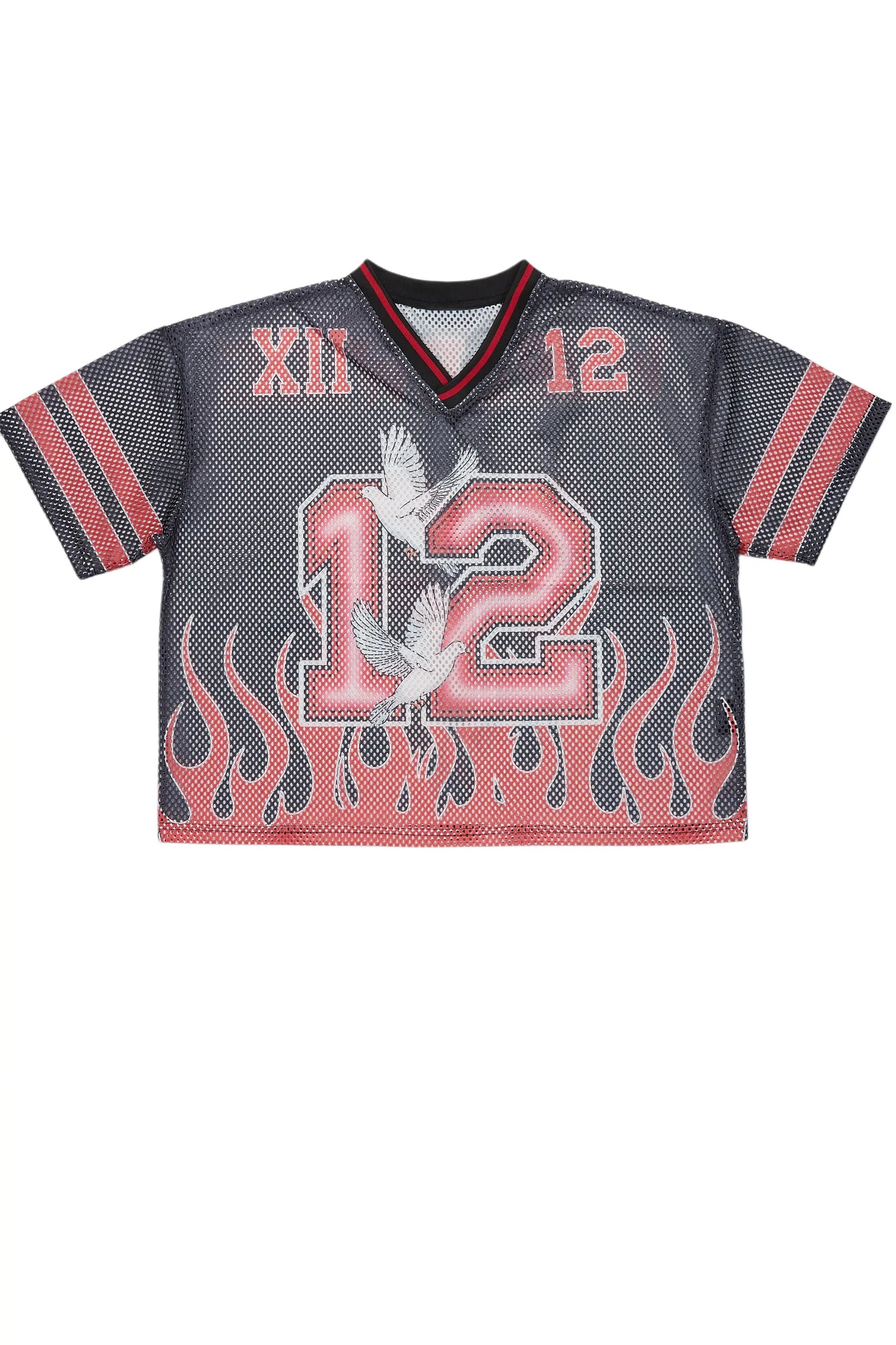 Lukas Black Oversize Graphic Mesh Jersey