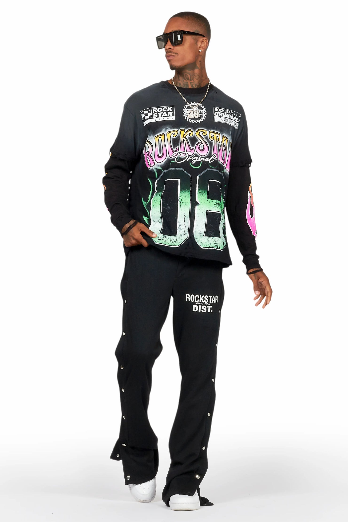 Quito Black Double Layer Graphic T-Shirt