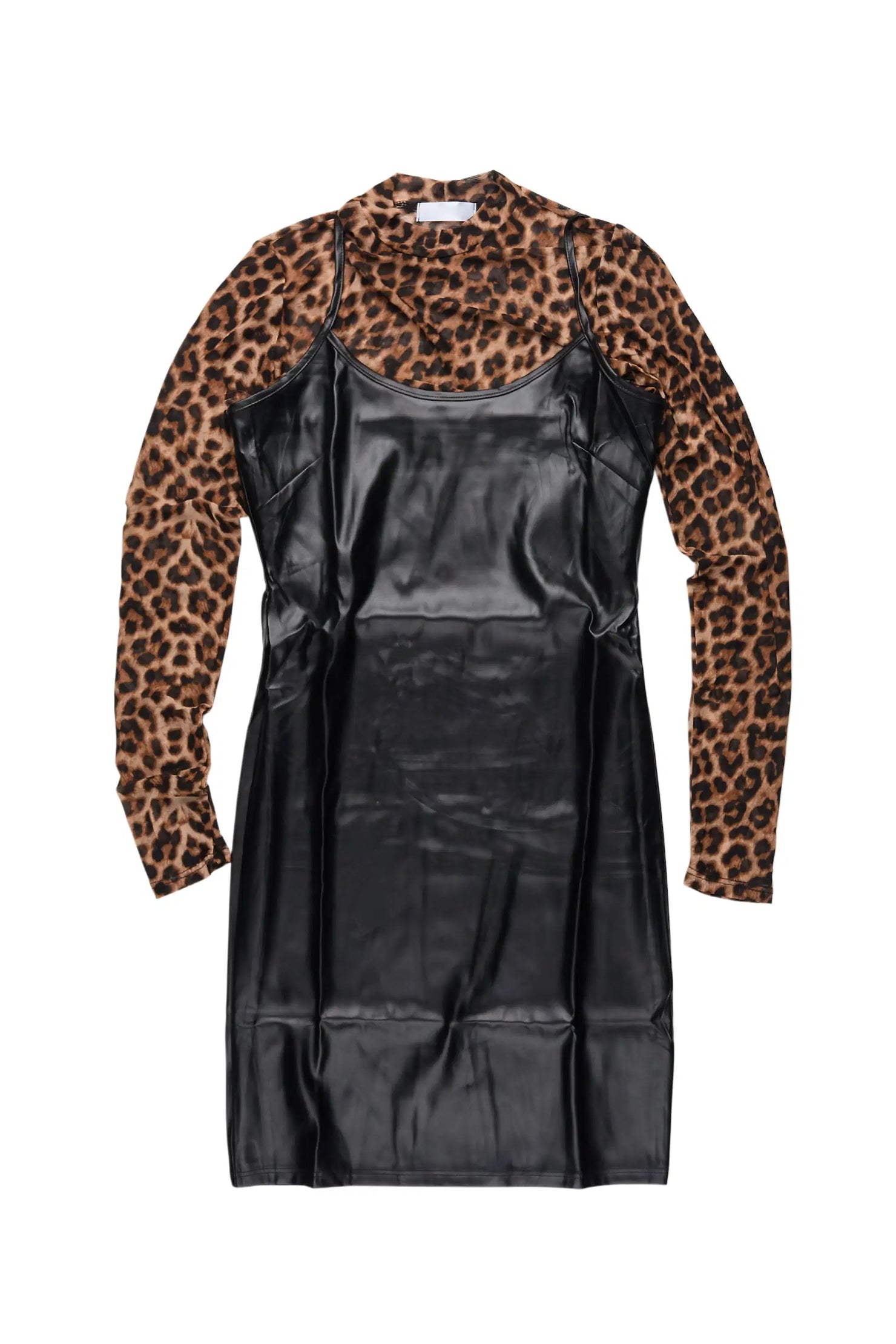 Chanti Black/Cheetah Long Sleeve Mini Dress
