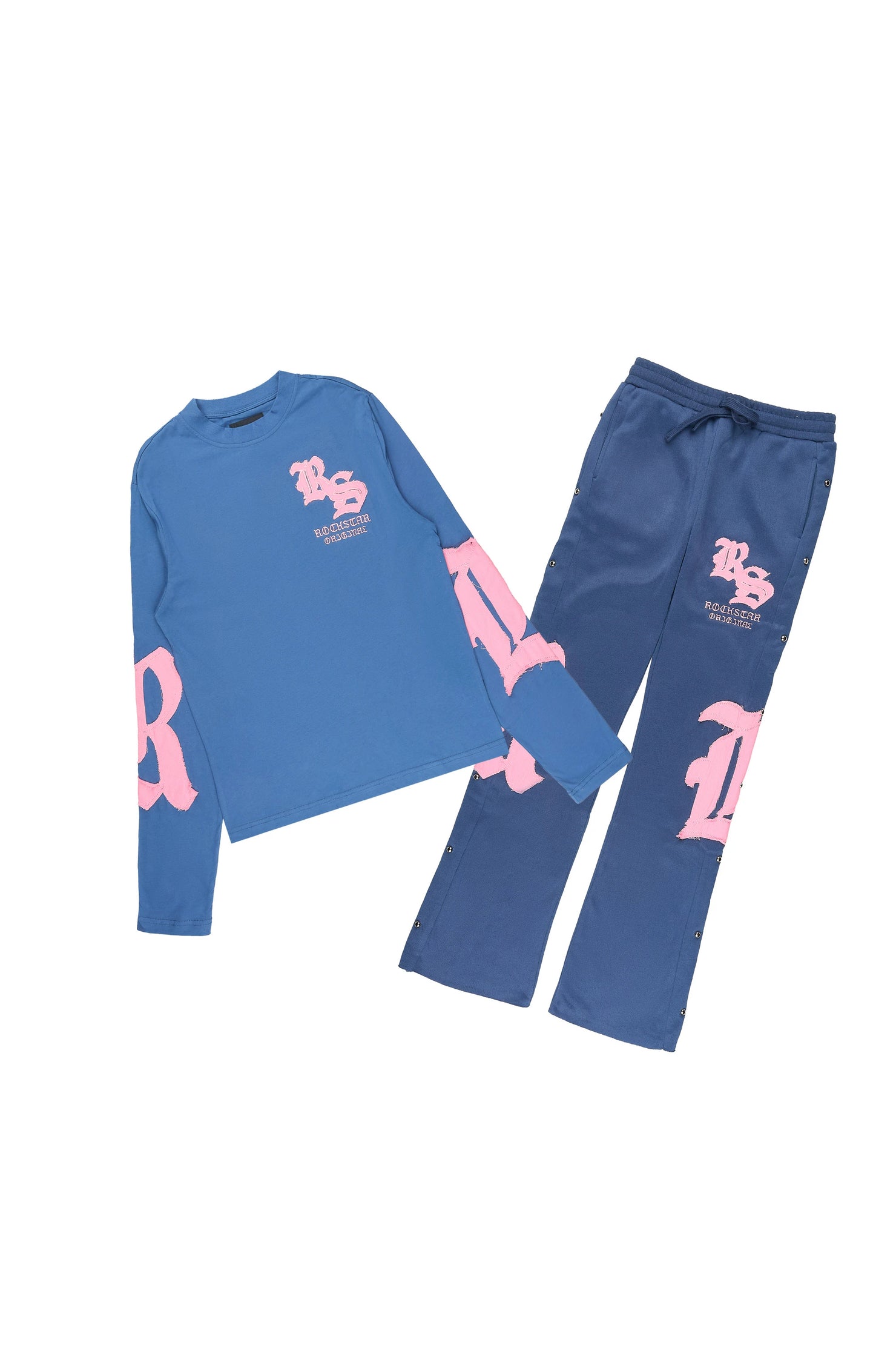 Girls Shironda Navy/Pink Long Sleeve Stacked Track Set