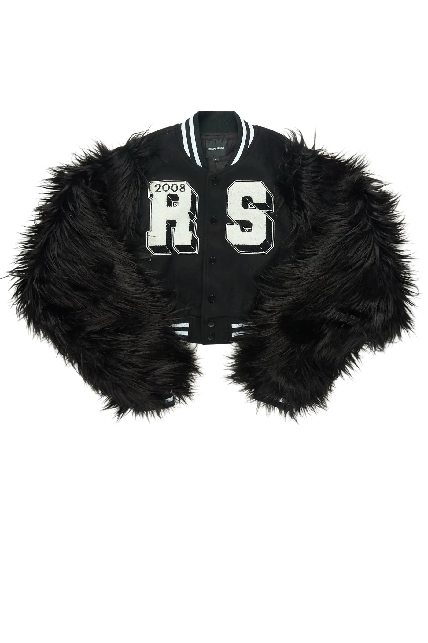 Jameicia Black Fur Sleeve Varsity Jacket– Rockstar Original