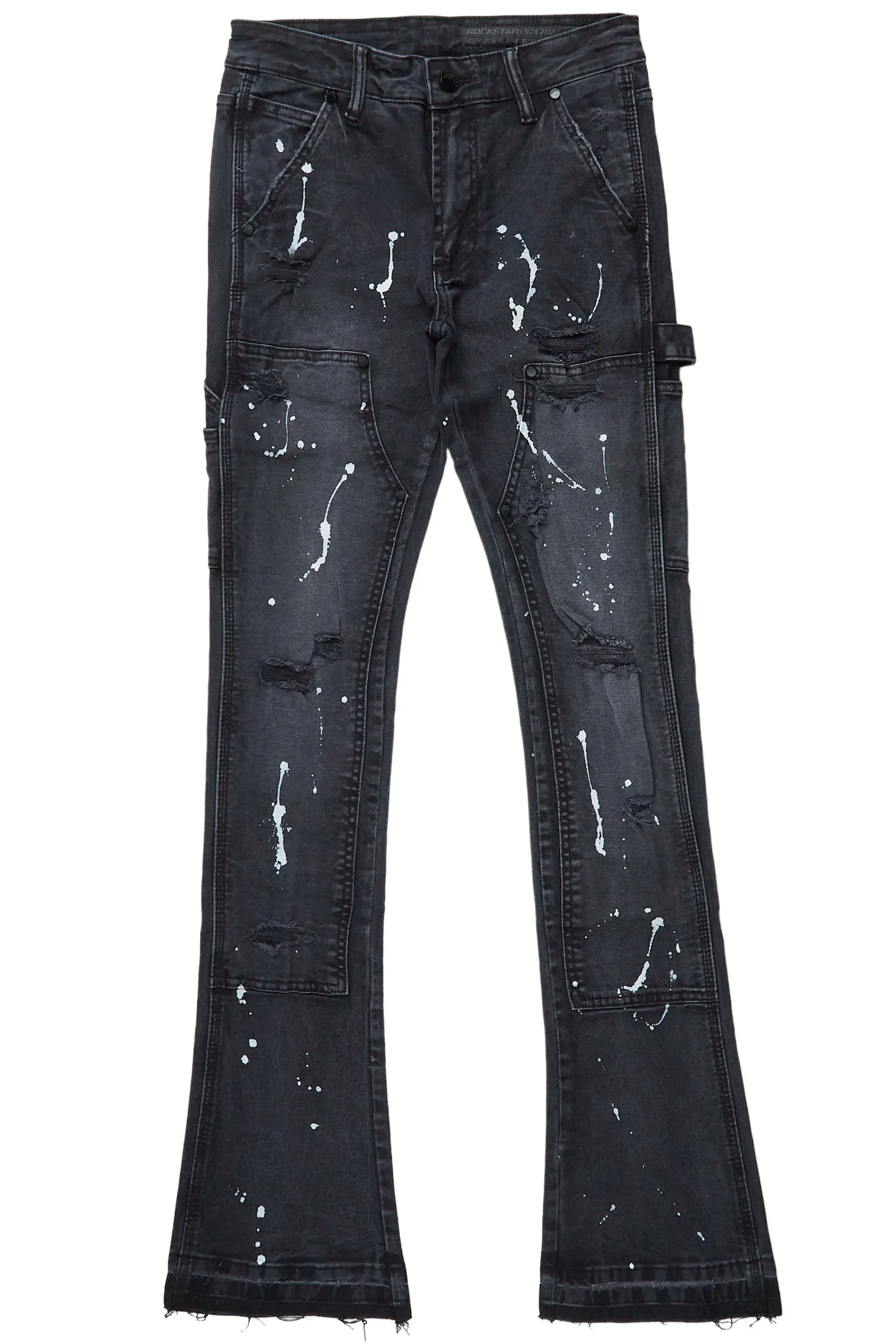 Thorton Black Stacked Flare Jean