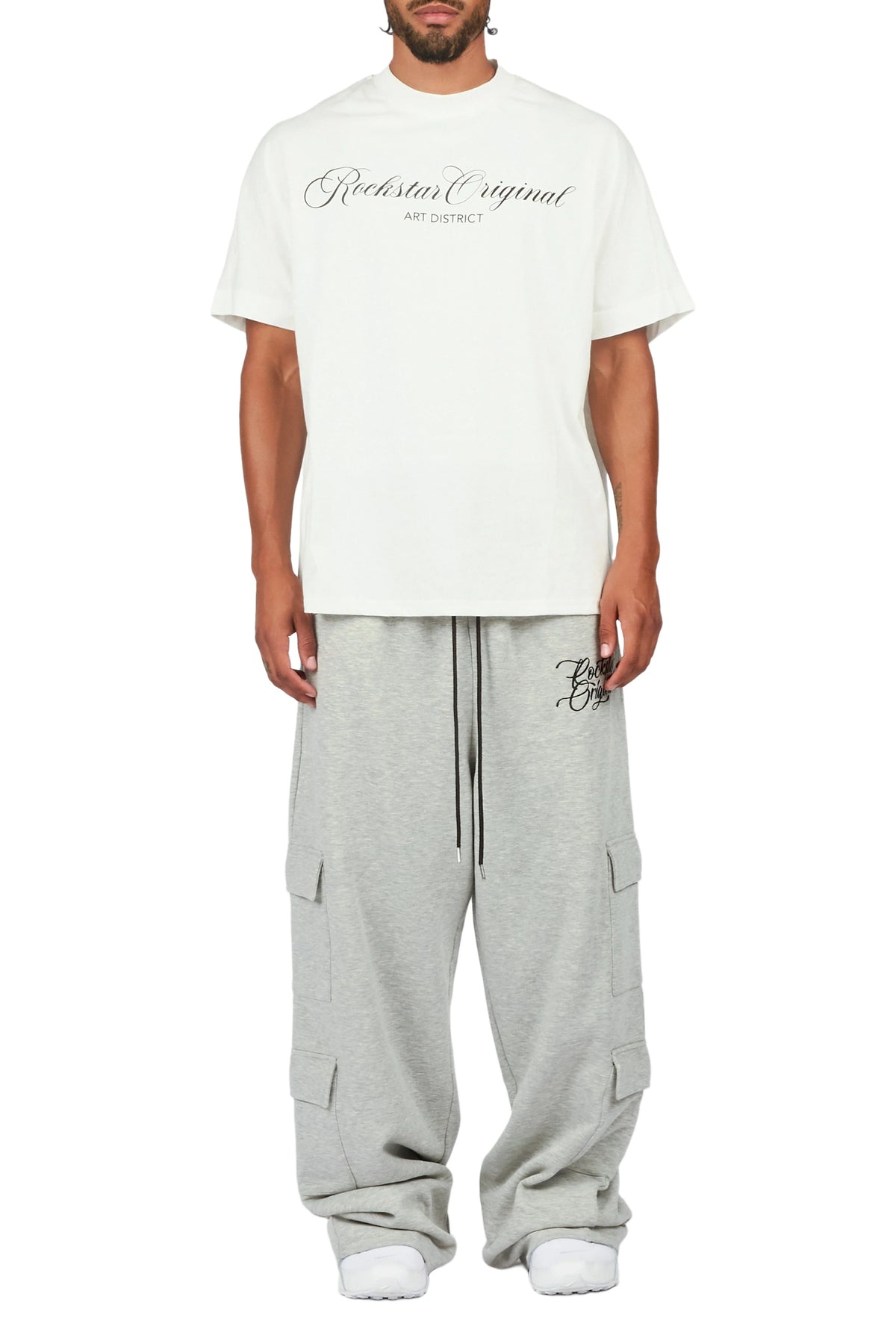 Adaty Heather Grey Chain Baggy Fit Pant
