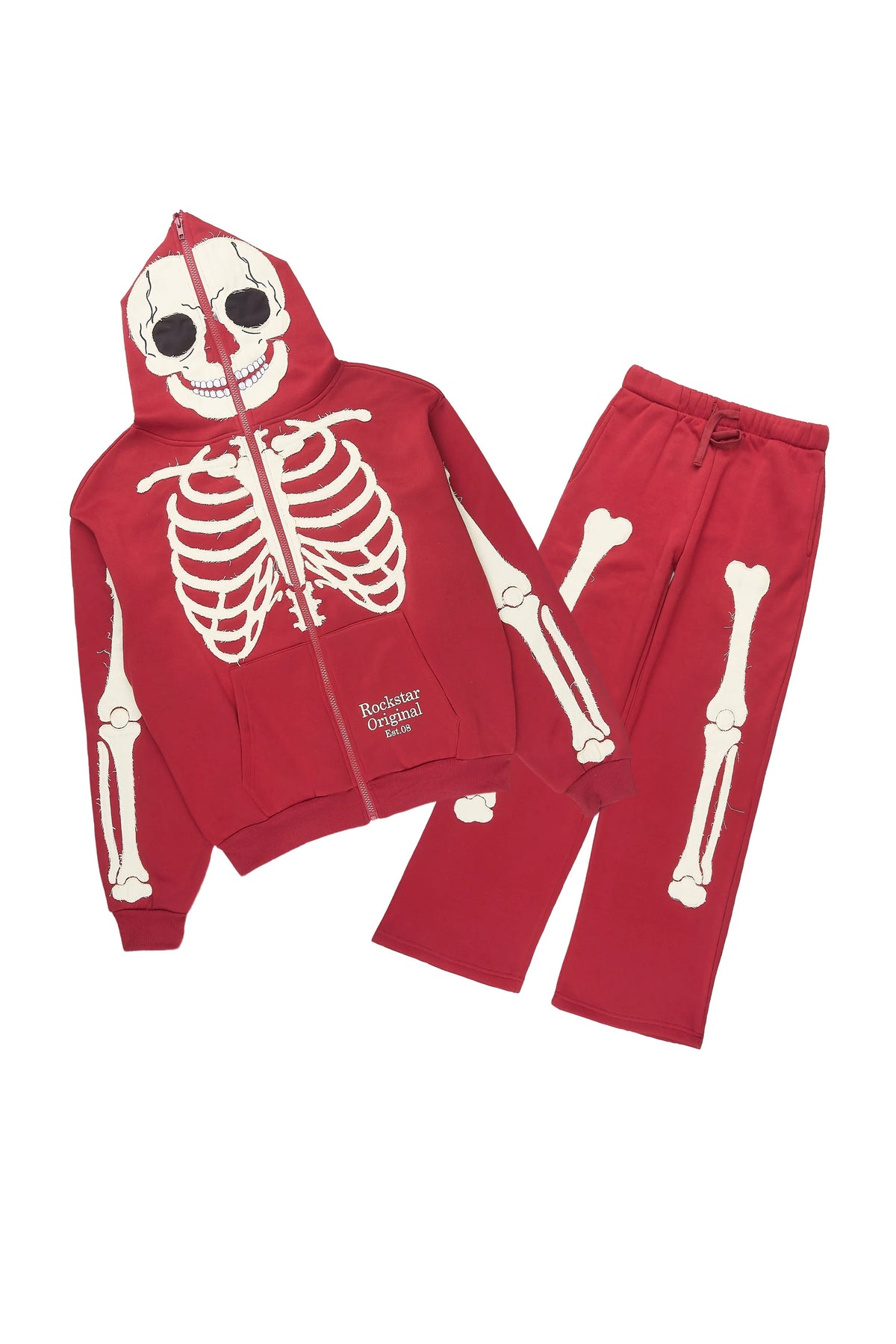 Boys Scathe Burgundy Patch Zip Up/Baggy Track Set