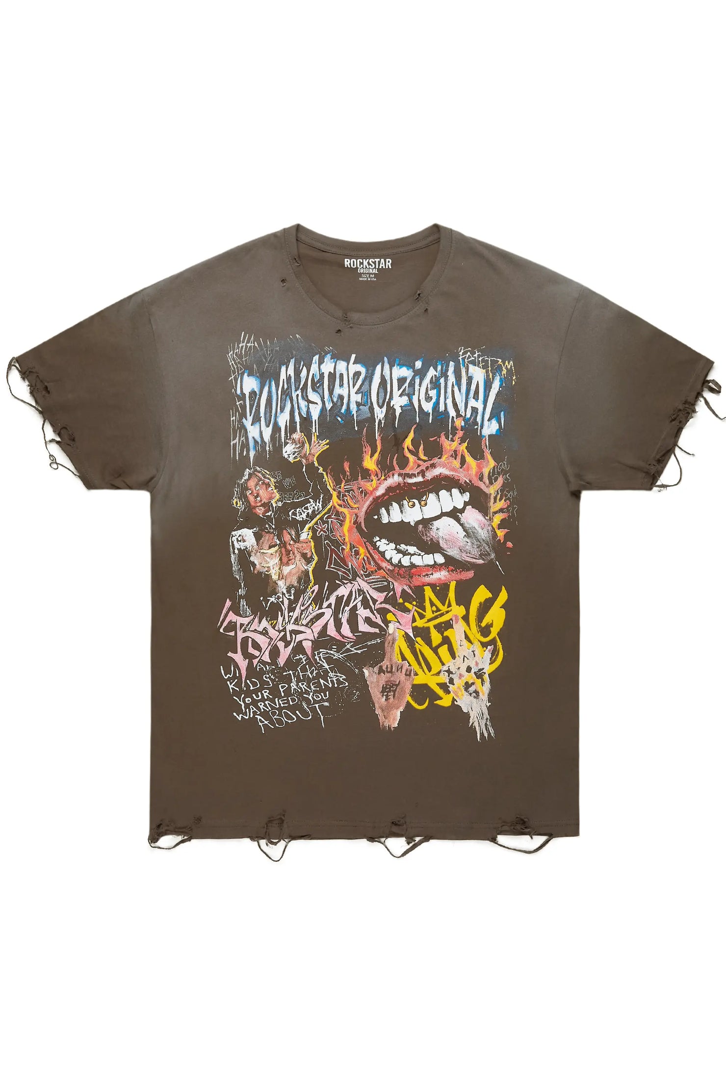 Yooz Charcoal Graphic Oversized T-Shirt