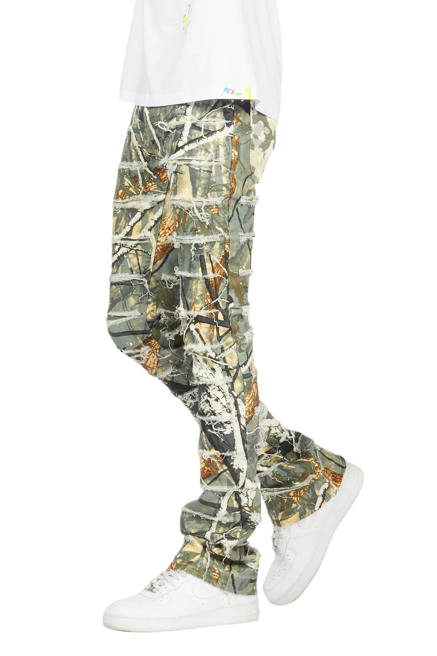 Miguelo Tree Camo Stacked Flare Jean