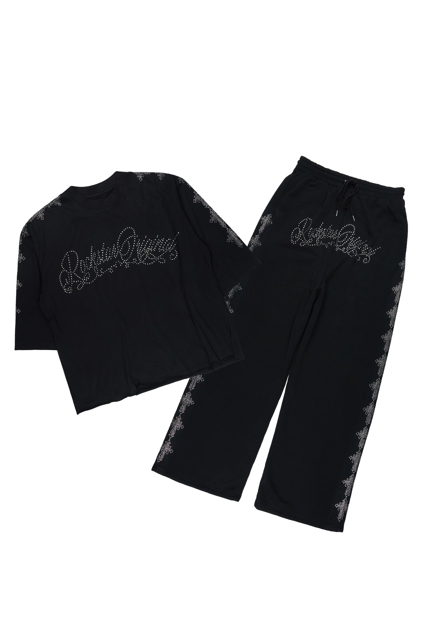 Ferrera Black Rhinestone T-Shirt/Baggy Track Set