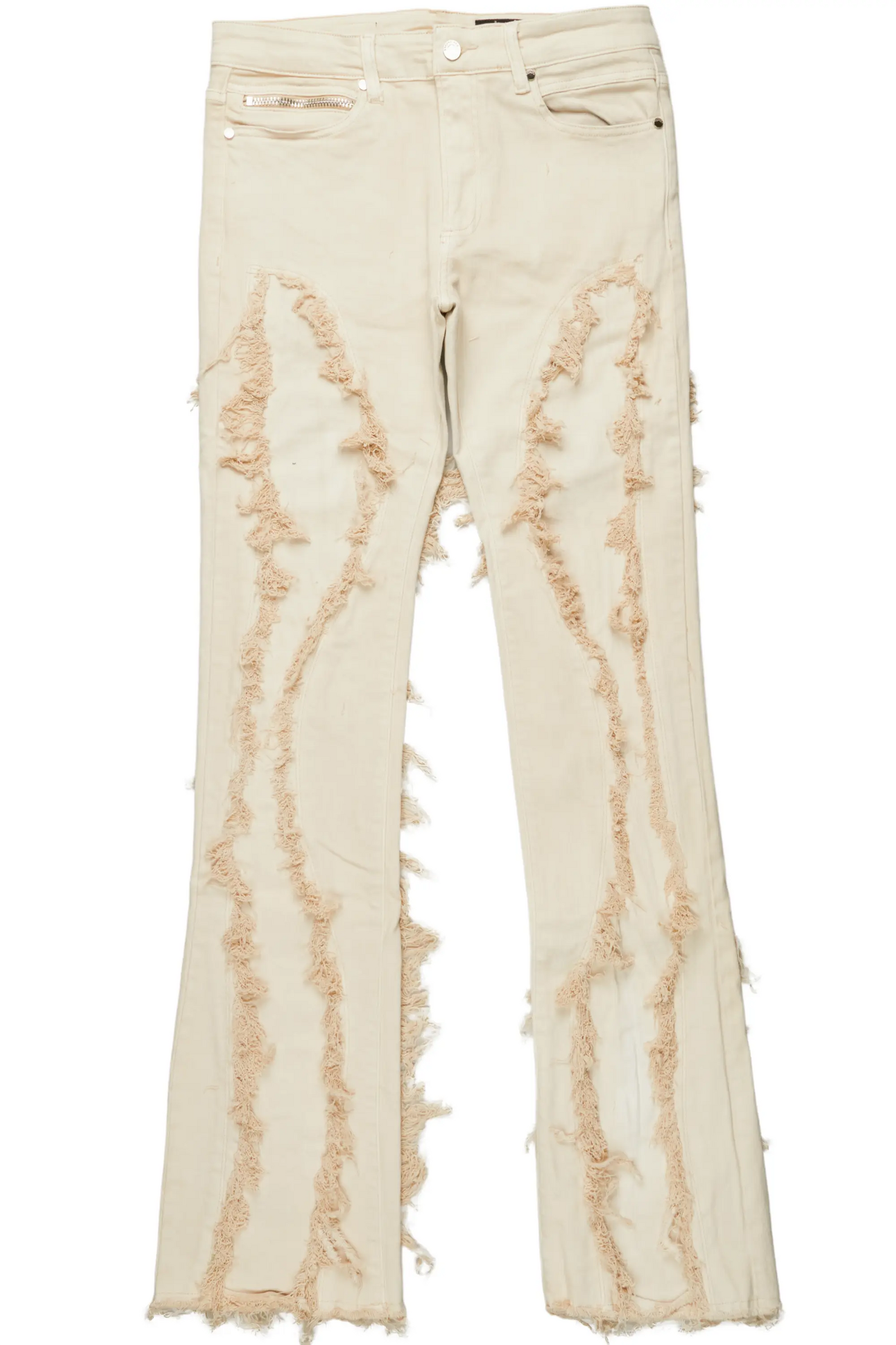 Tristan Beige Stacked Flare Jean