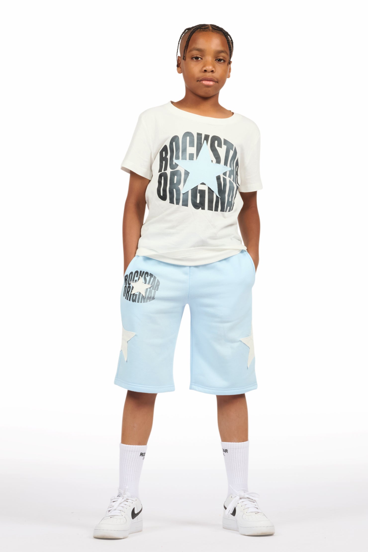 Boys Sarge White/Blue T-Shirt/Short Set