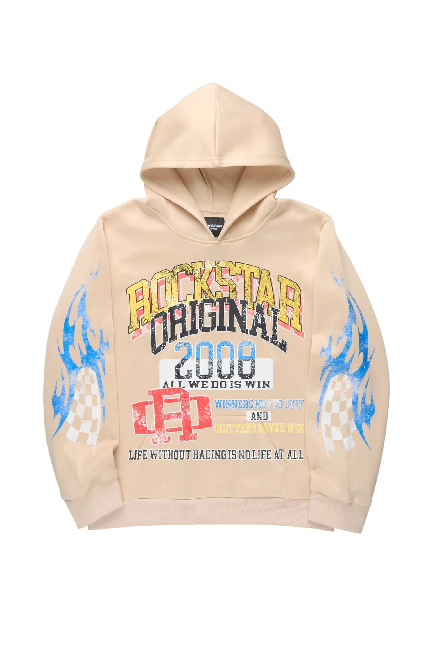 Boys Colorful Race Beige/Multi Graphic Hoodie