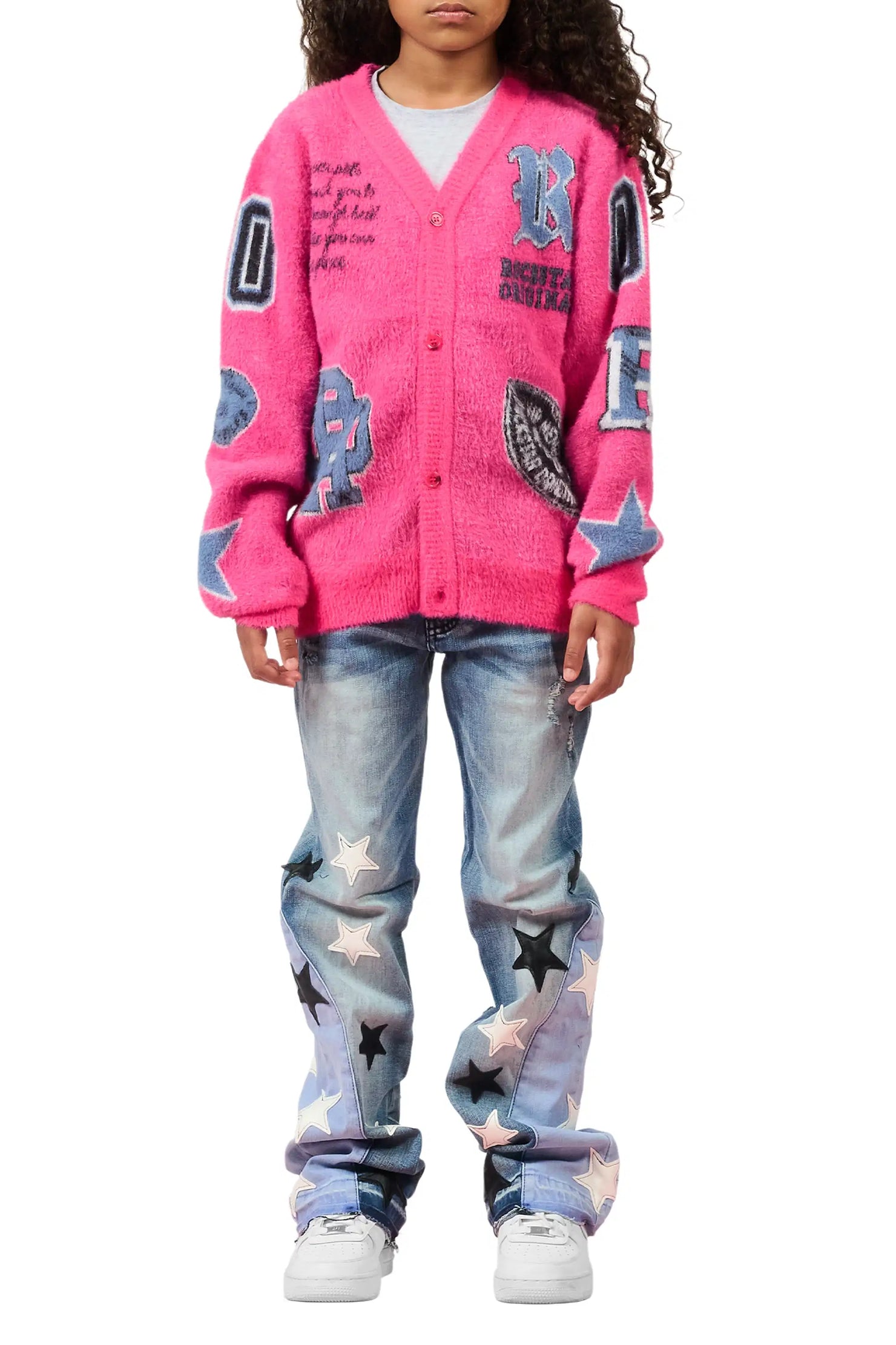 Girls Adella Medium Wash Stacked Jean