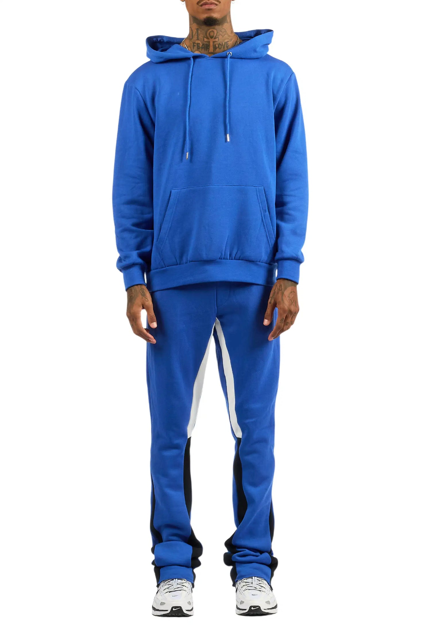 Basic Royal Blue/Black Hoodie/Stacked Flare Track Set